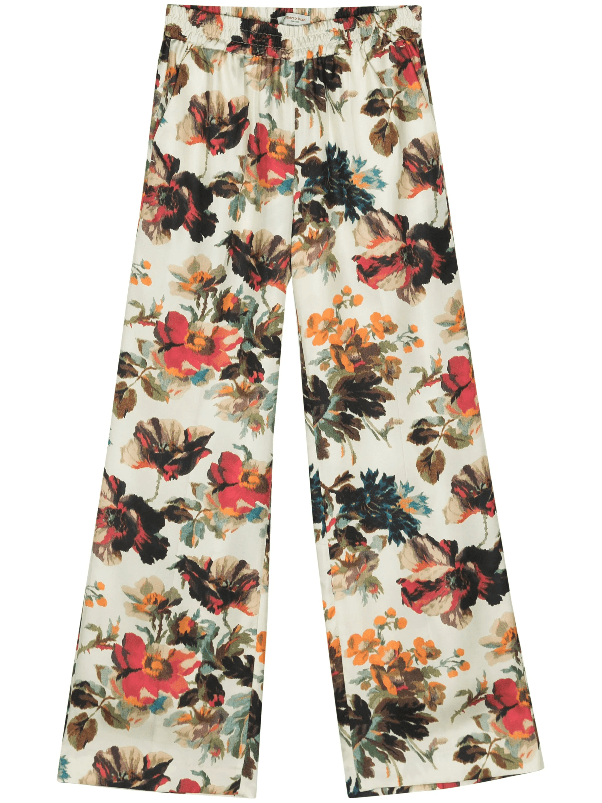 floral silk straight trousers - Image 1