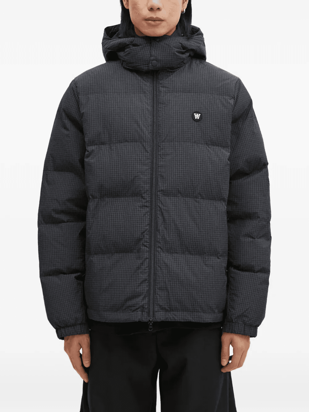 check-pattern hooded jacket - Image 1