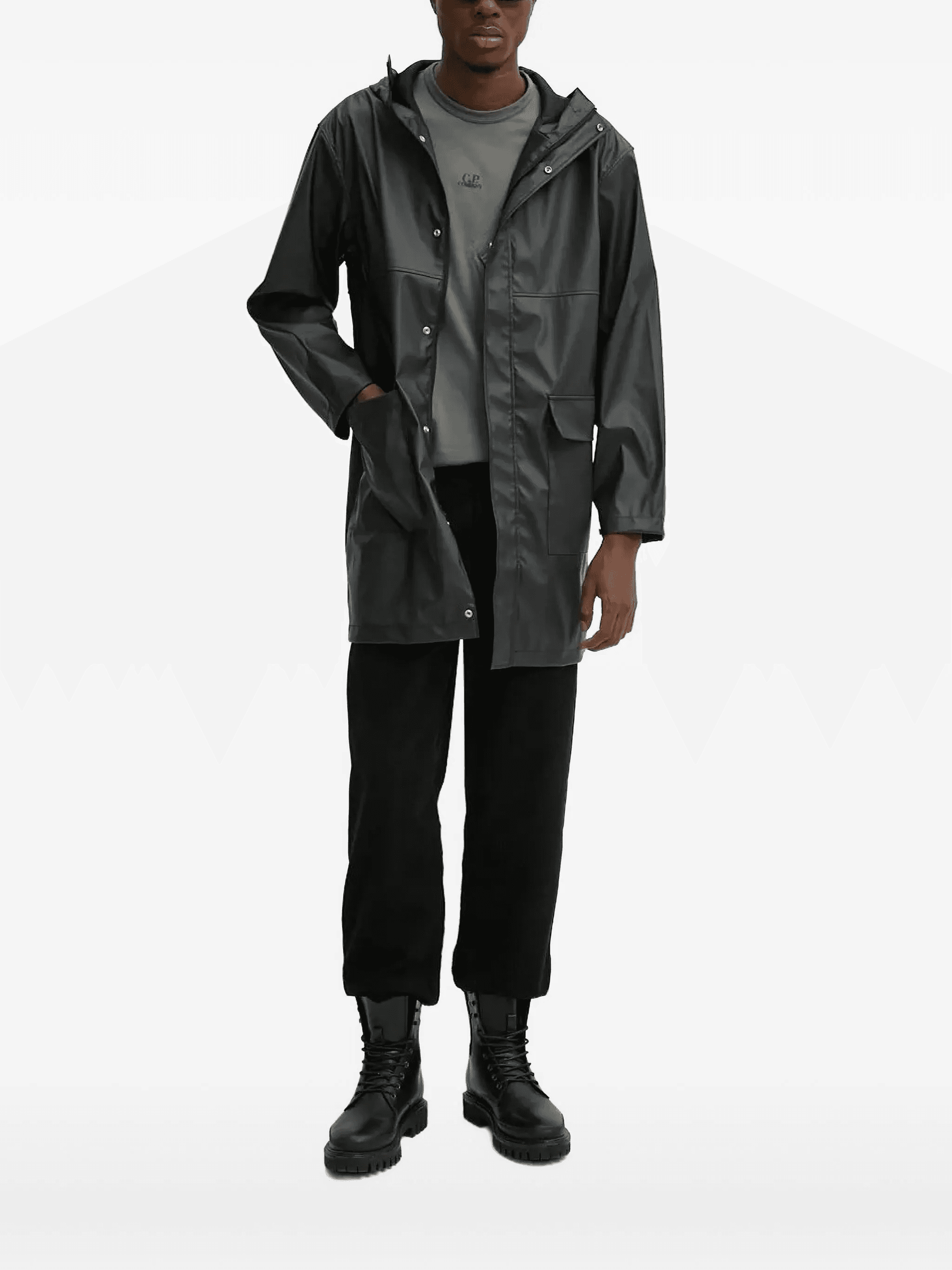 hooded flap-pocket raincoat - Image 1