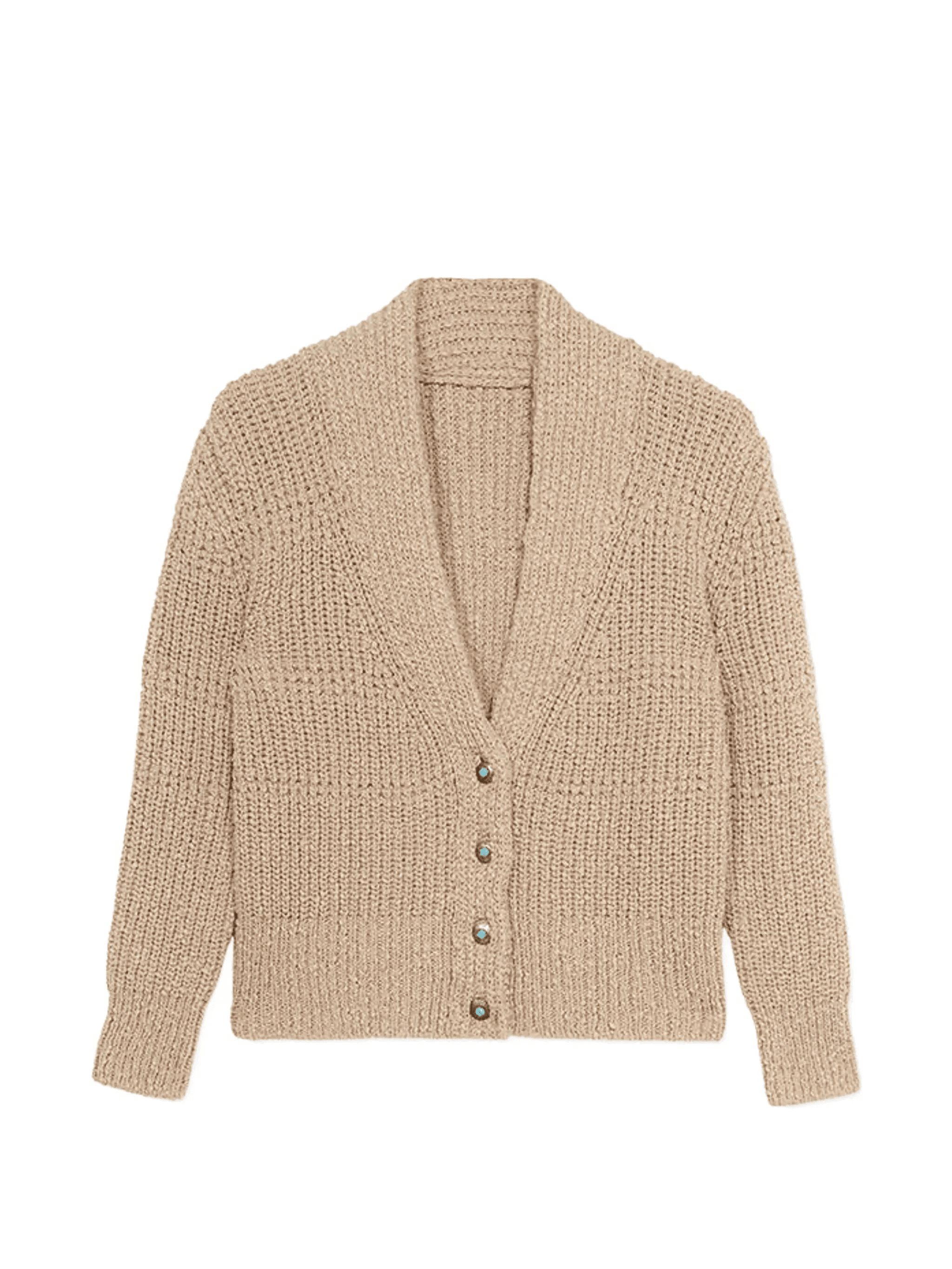 open knit turquoise button cardigan - Image 1