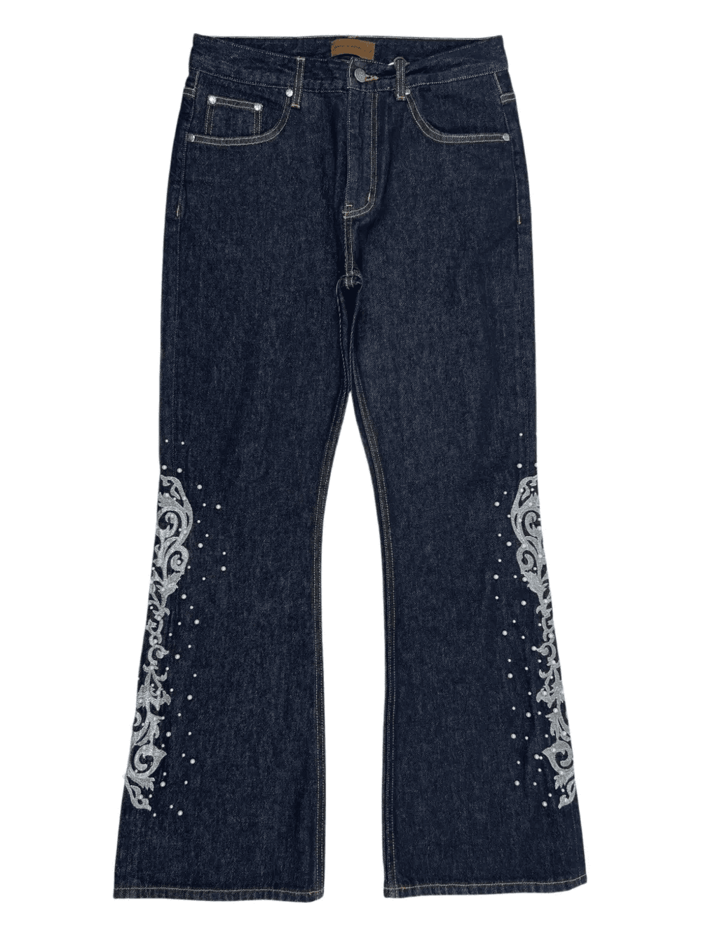 pearl-embellished flared jeans - Image 1