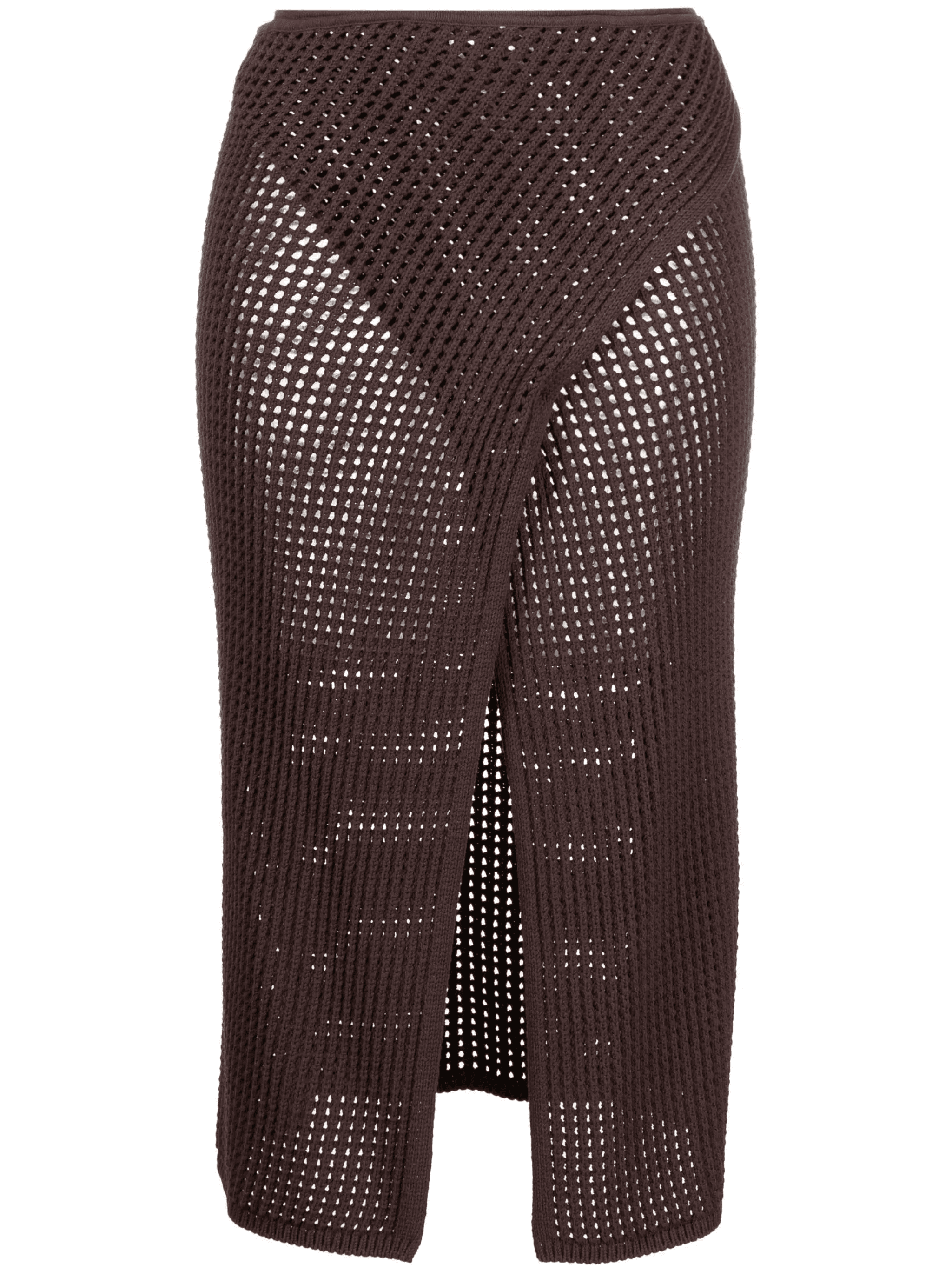 front-slit crochet-knit midi skirt - Image 1