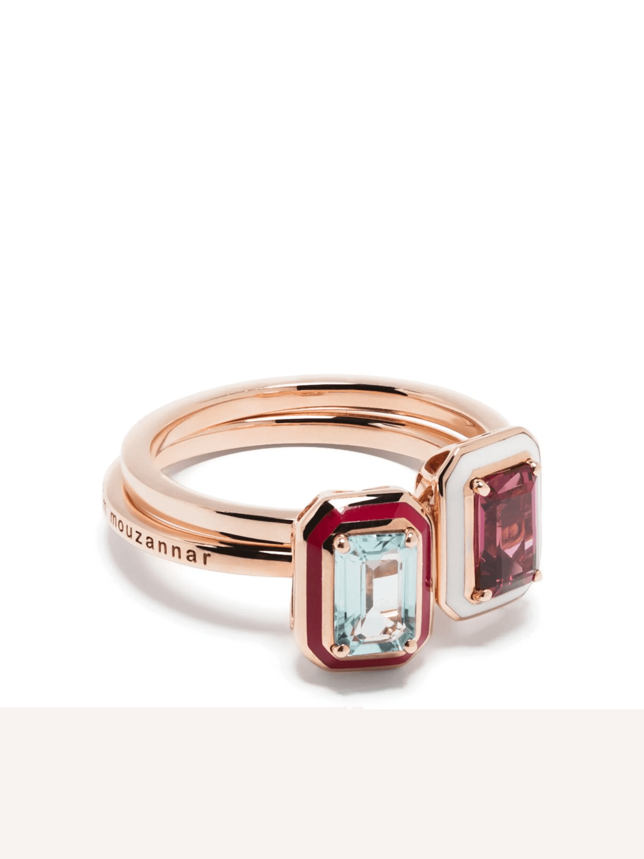 18kt rose gold Mina tourmaline and rhodolite ring set - Image 1