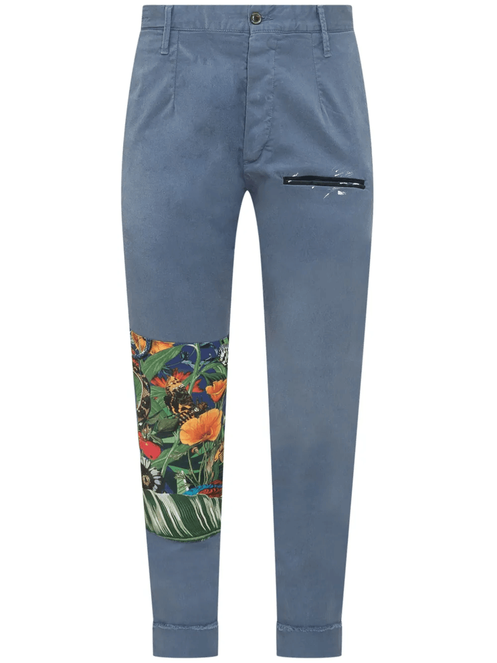floral print-patch jeans - Image 1