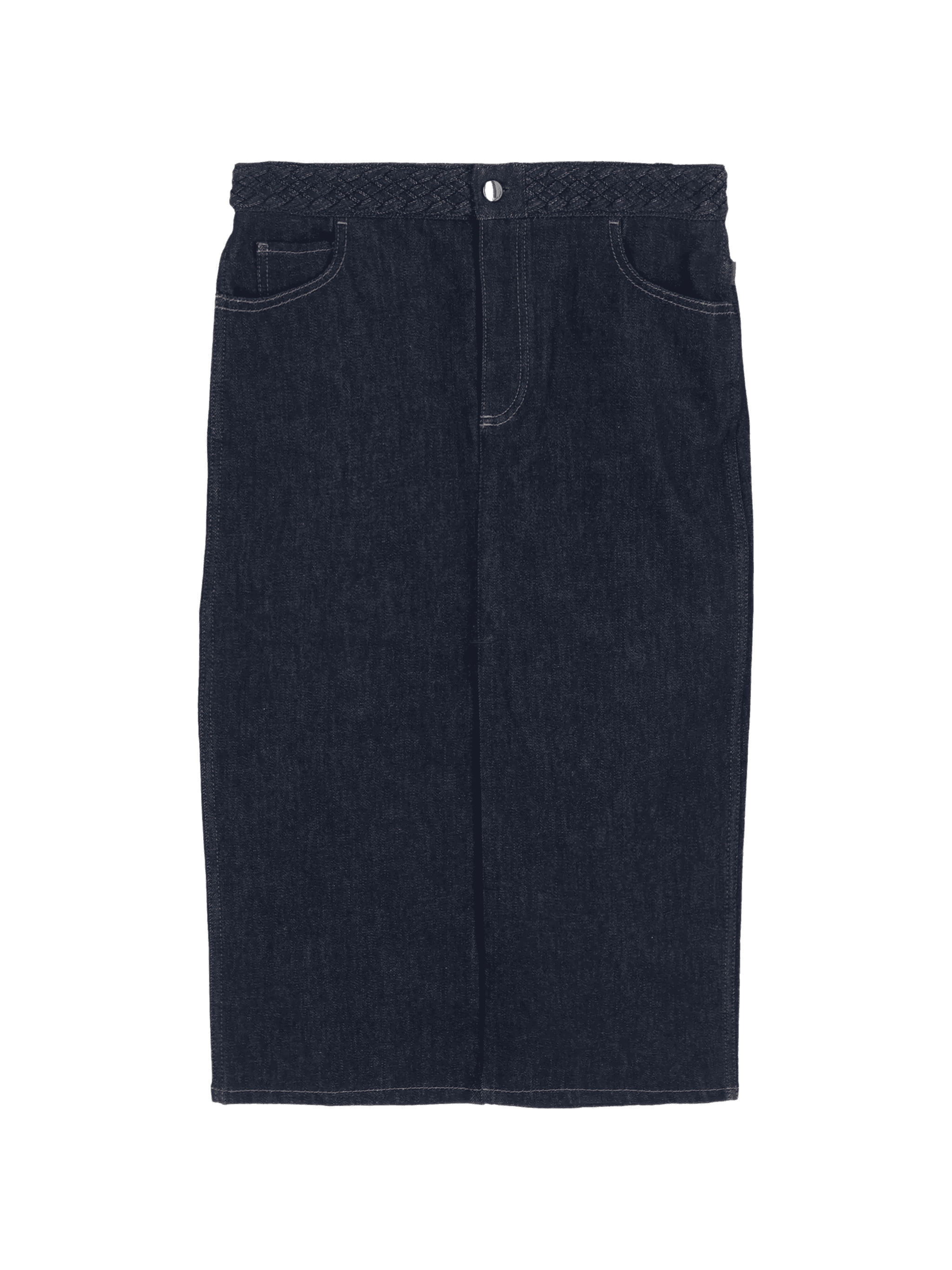 braided-trim denim midi skirt - Image 1