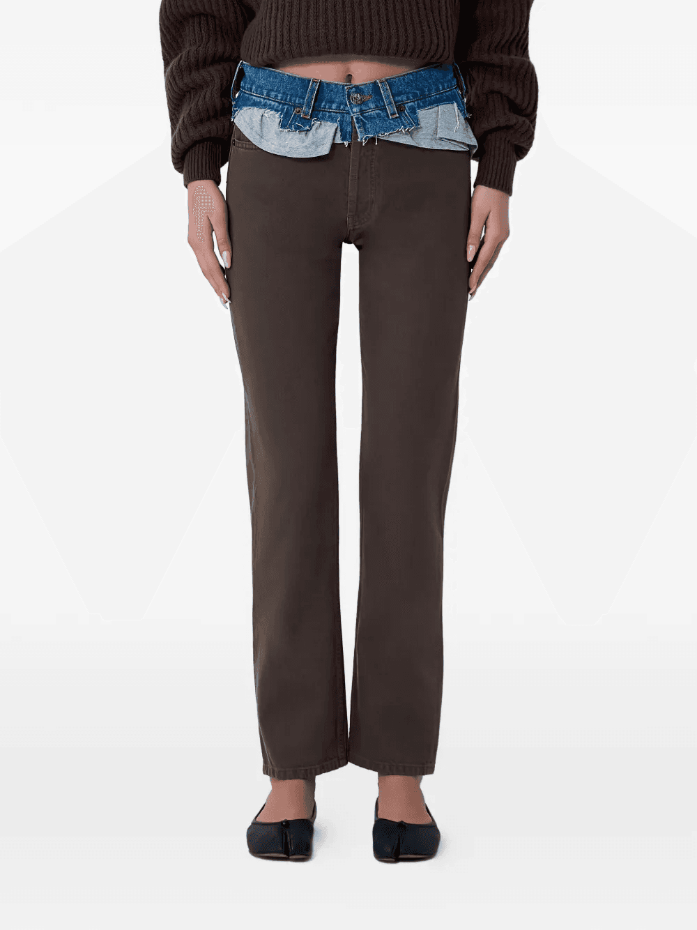 contrast-waistband five-pocket jeans - Image 1