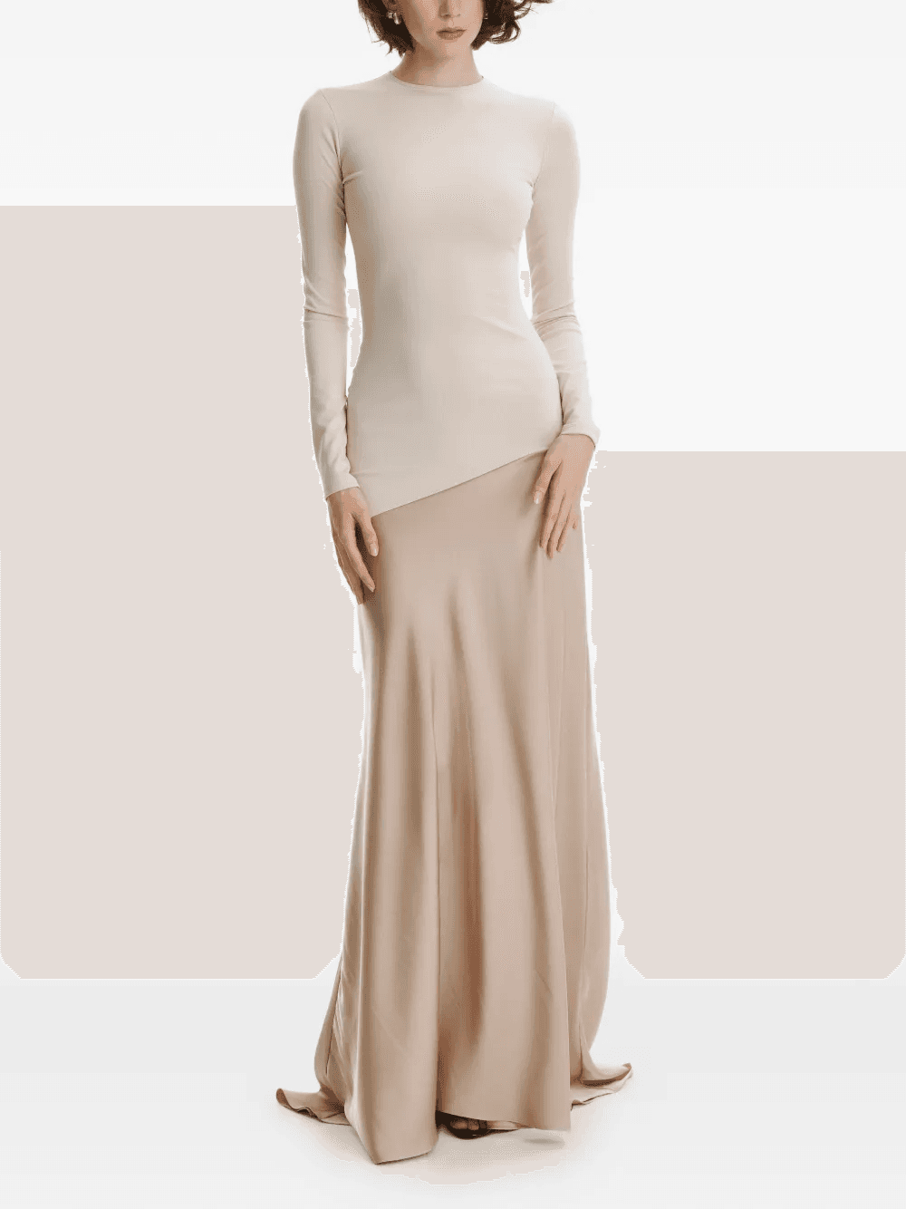 asymmetric long-sleeve maxi dress - Image 1