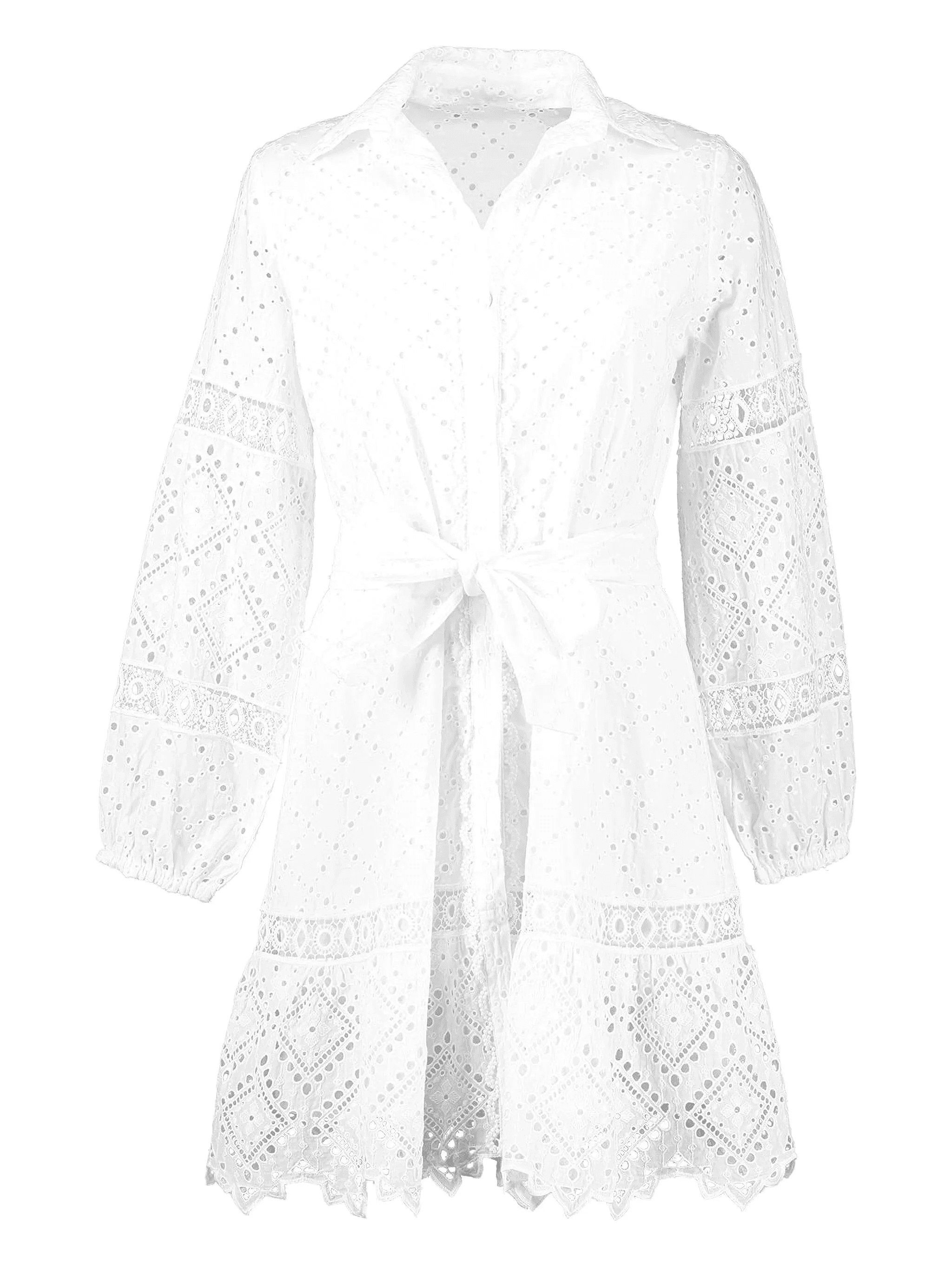 Palestina eyelet-embroidered belted dress - Image 1