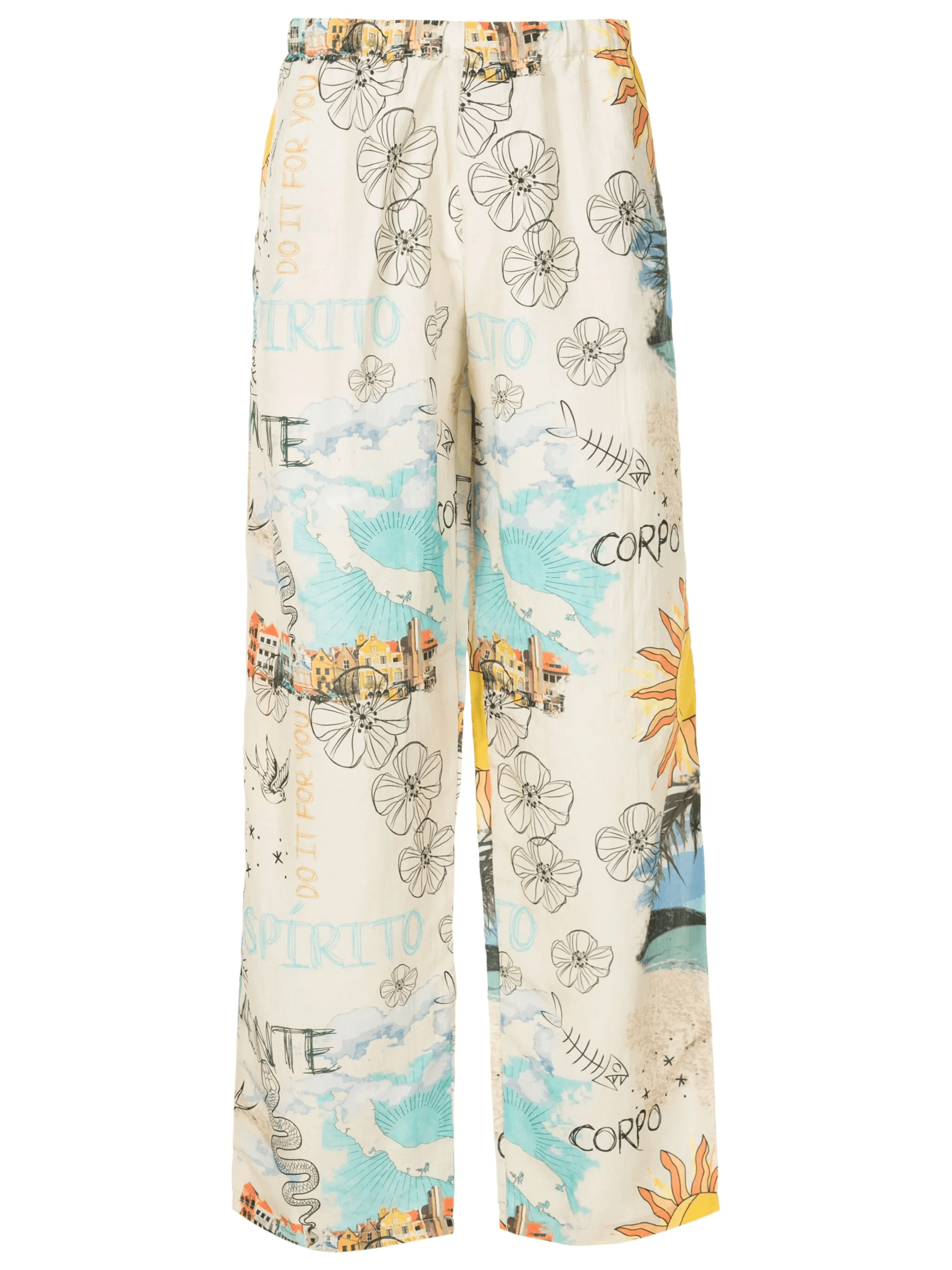 graphic-print elastic-waist trousers - Image 1