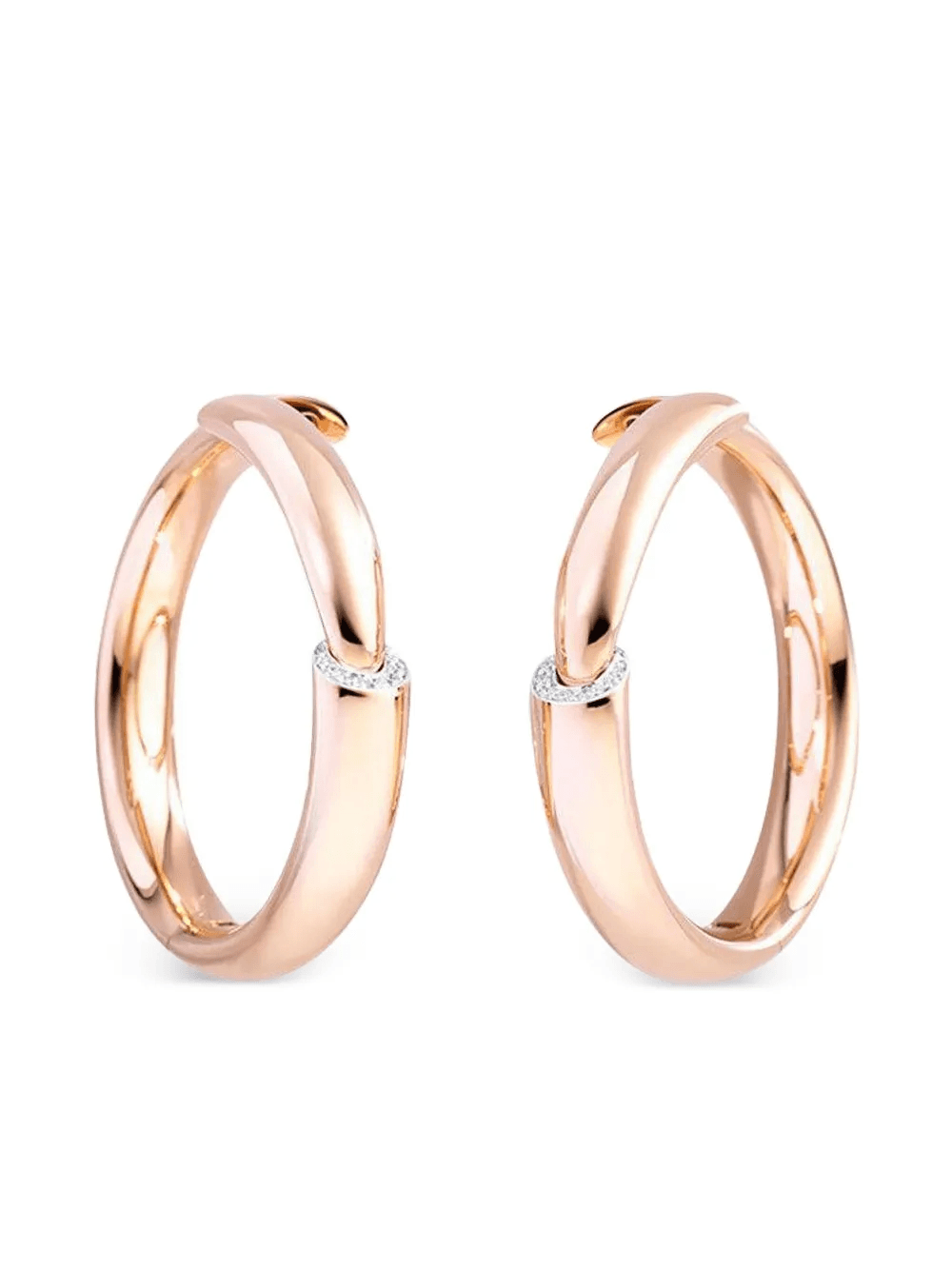 18K rose gold diamond dial hoop earrings - Image 1