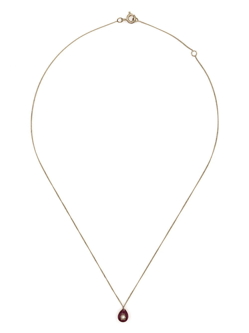 9kt yellow gold Orso diamond and ruby necklace - Image 1