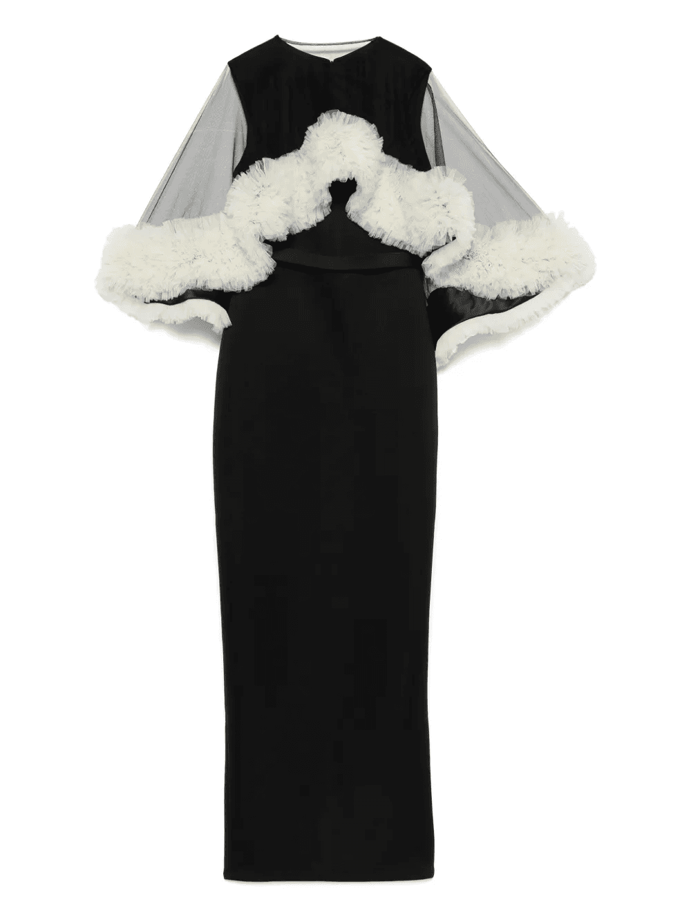 ruffle-trimmed mesh overlay dress - Image 1