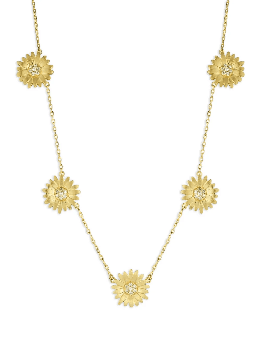 Tanya Farah 18kt yellow gold Daisy 5 Diamond necklace - Image 1