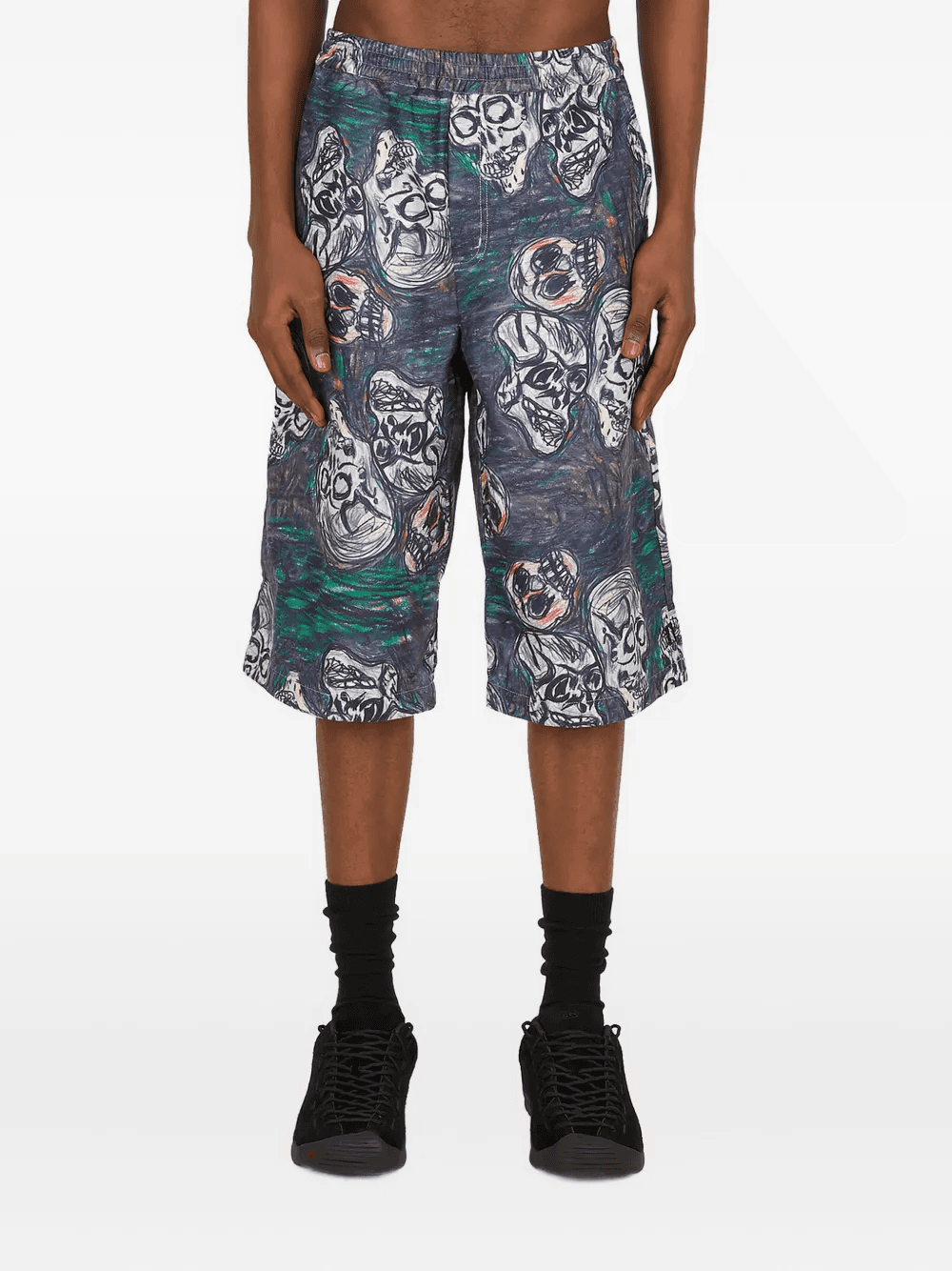 skull-print drawstring shorts - Image 1