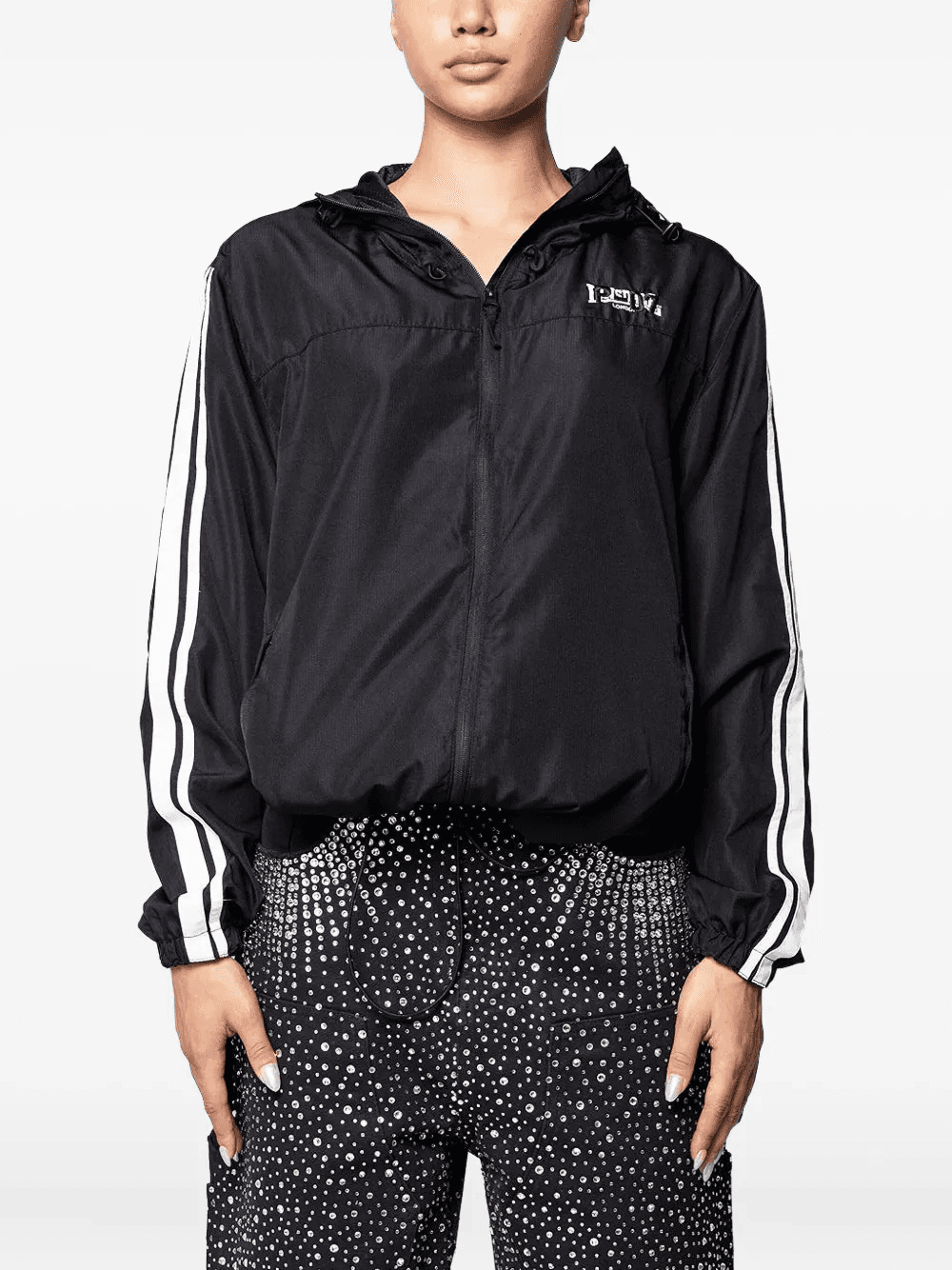 stripe-detail hooded jacket - Image 1