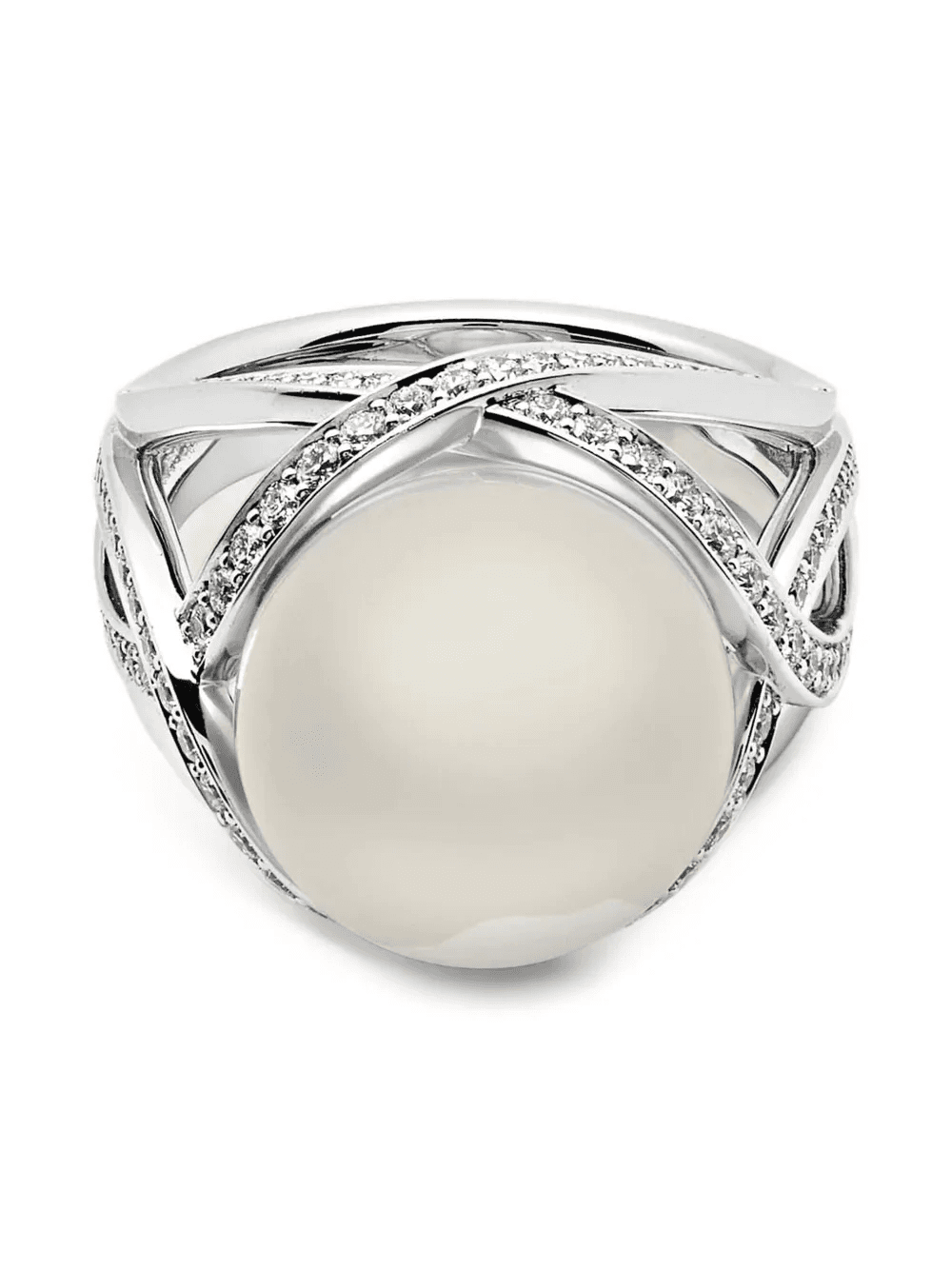 18K white gold M Collection pearl and diamond ring - Image 1