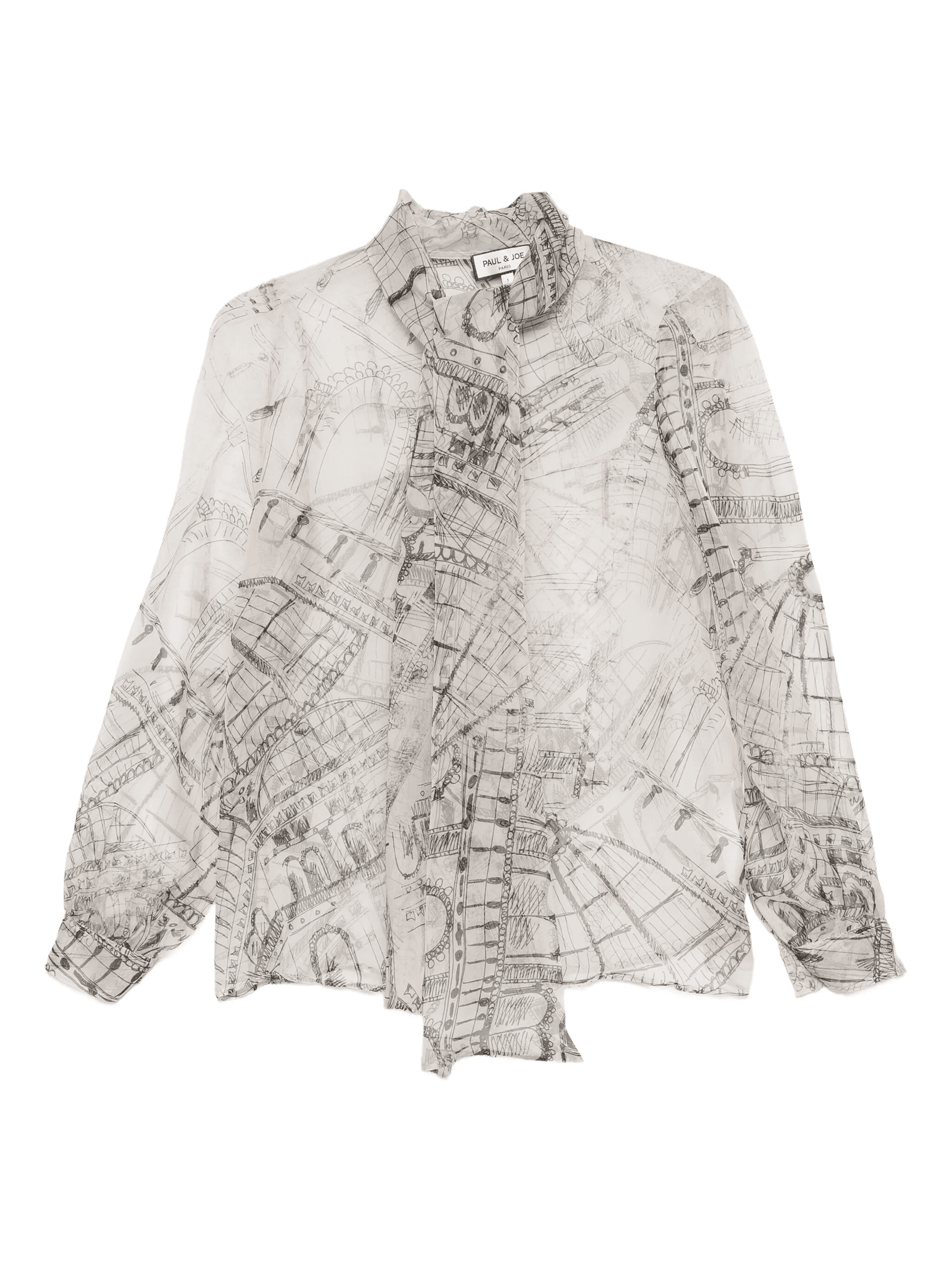 printed tie-neck blouse - Image 1