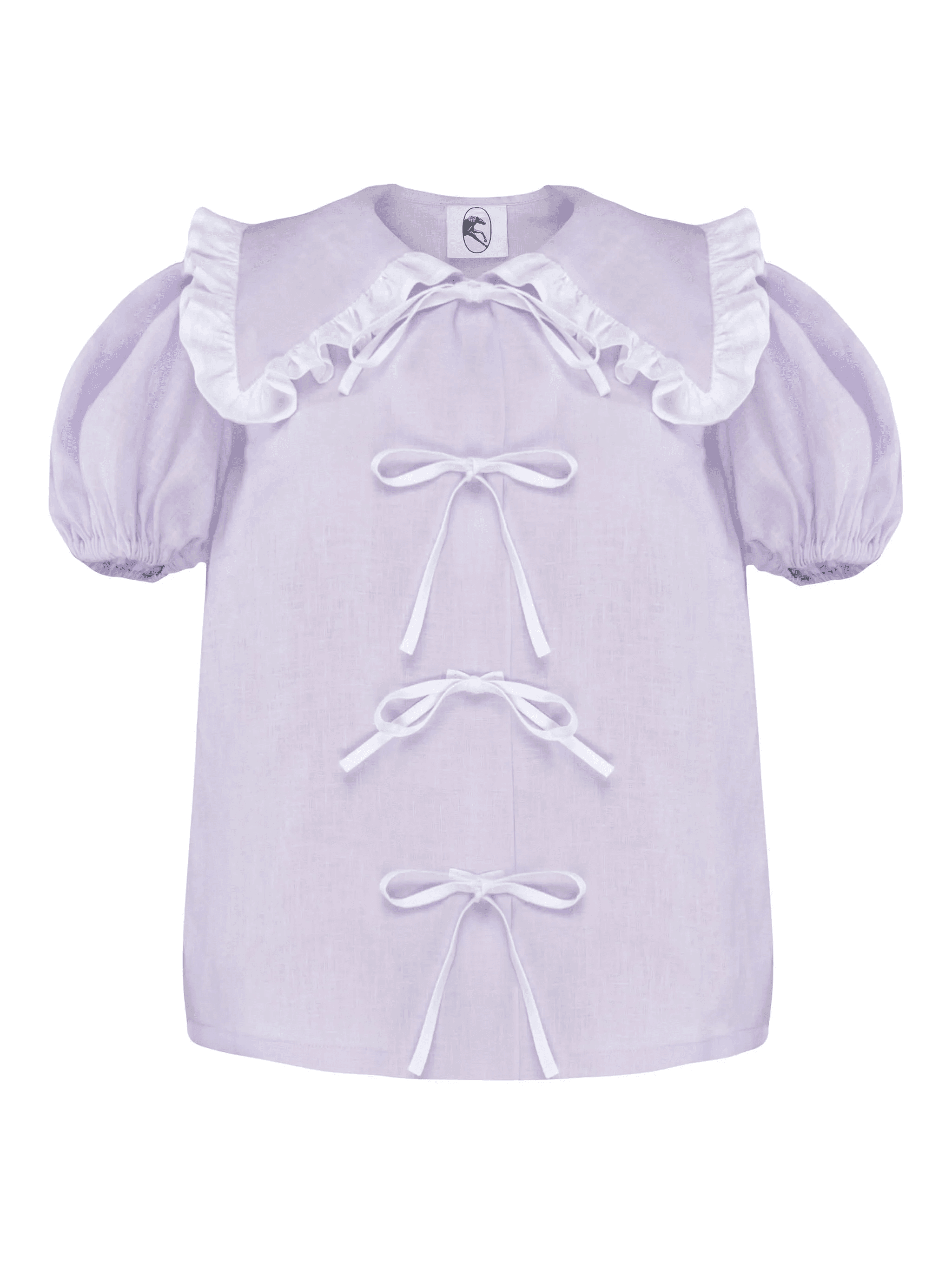puff-sleeves linen pyjama top - Image 1
