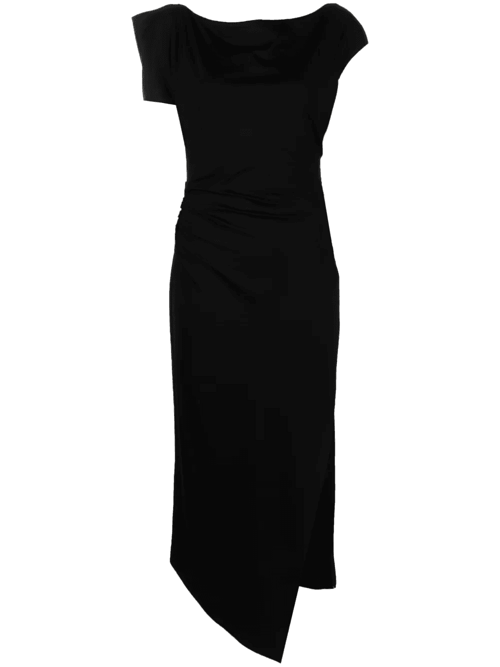 asymmetric ruched midi dress - Image 1