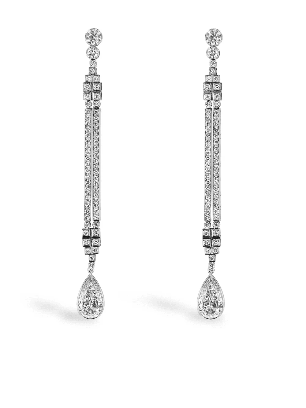 1911-1940 platinum Masterpiece diamond drop earrings - Image 1