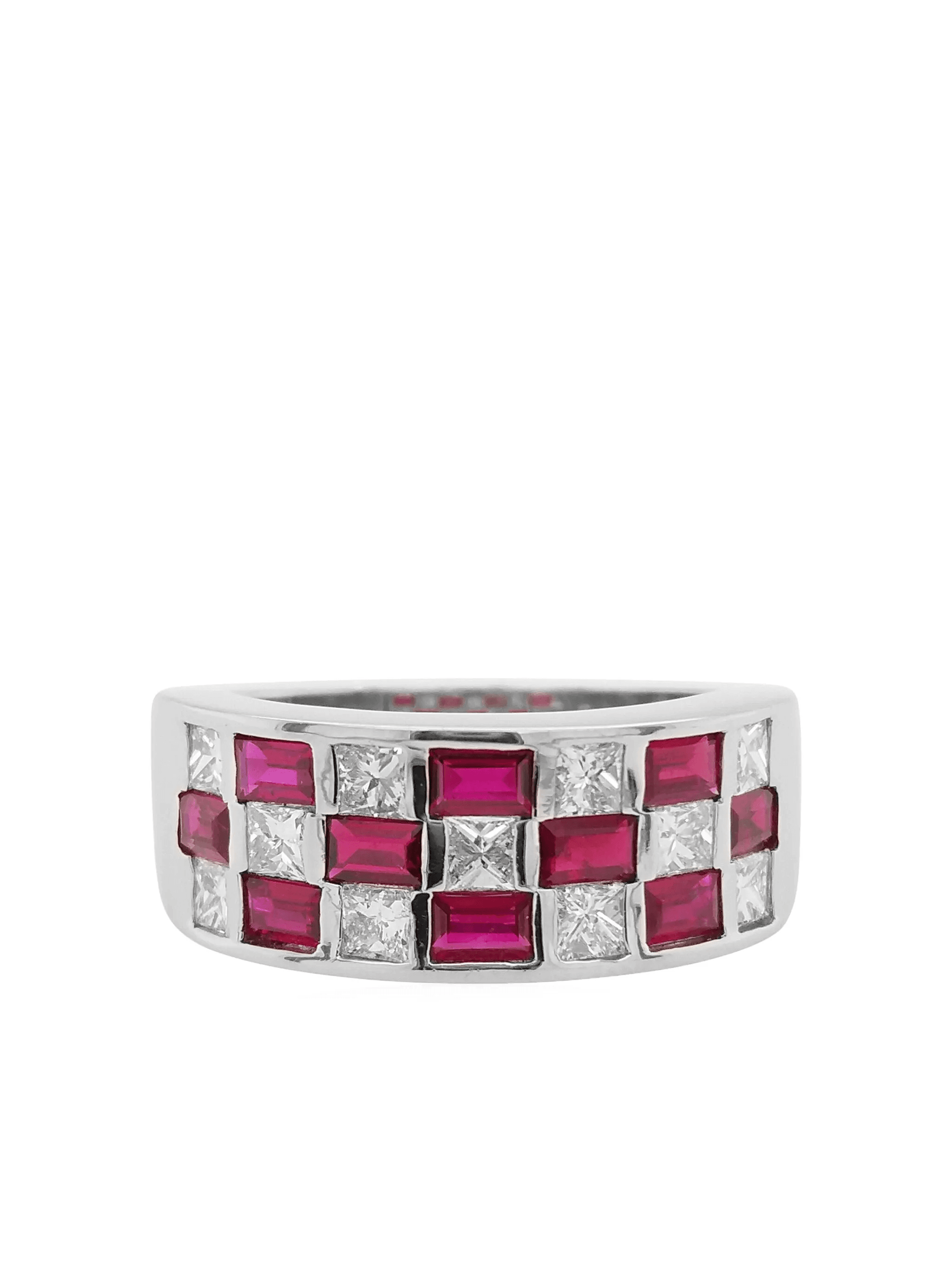 platinum diamond and ruby ring - Image 1