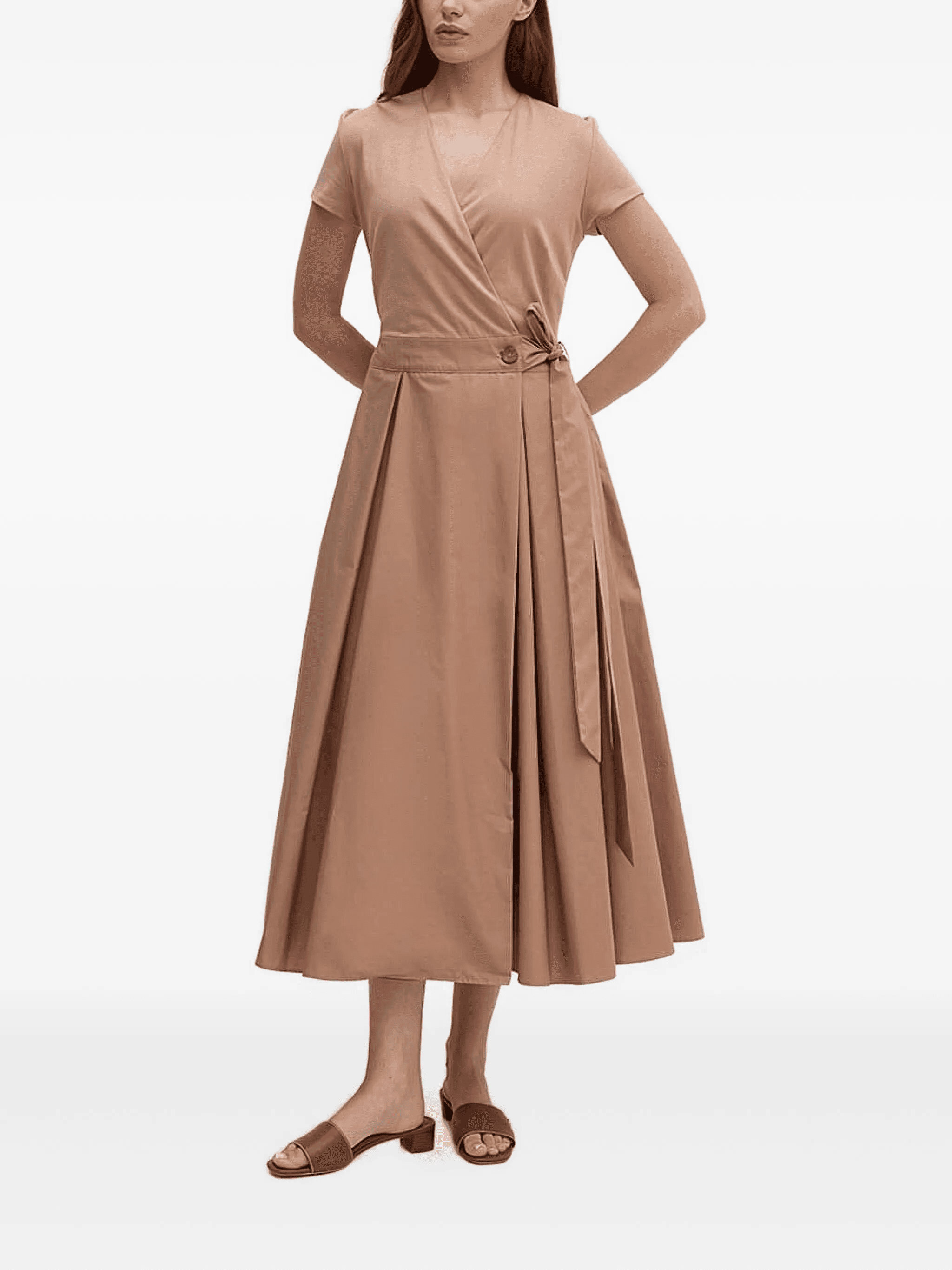 wrap-front belted midi dress - Image 1