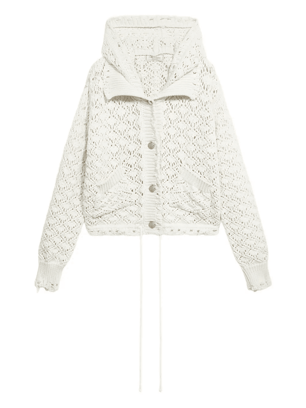 lace-stitch hooded cardigan - Image 1
