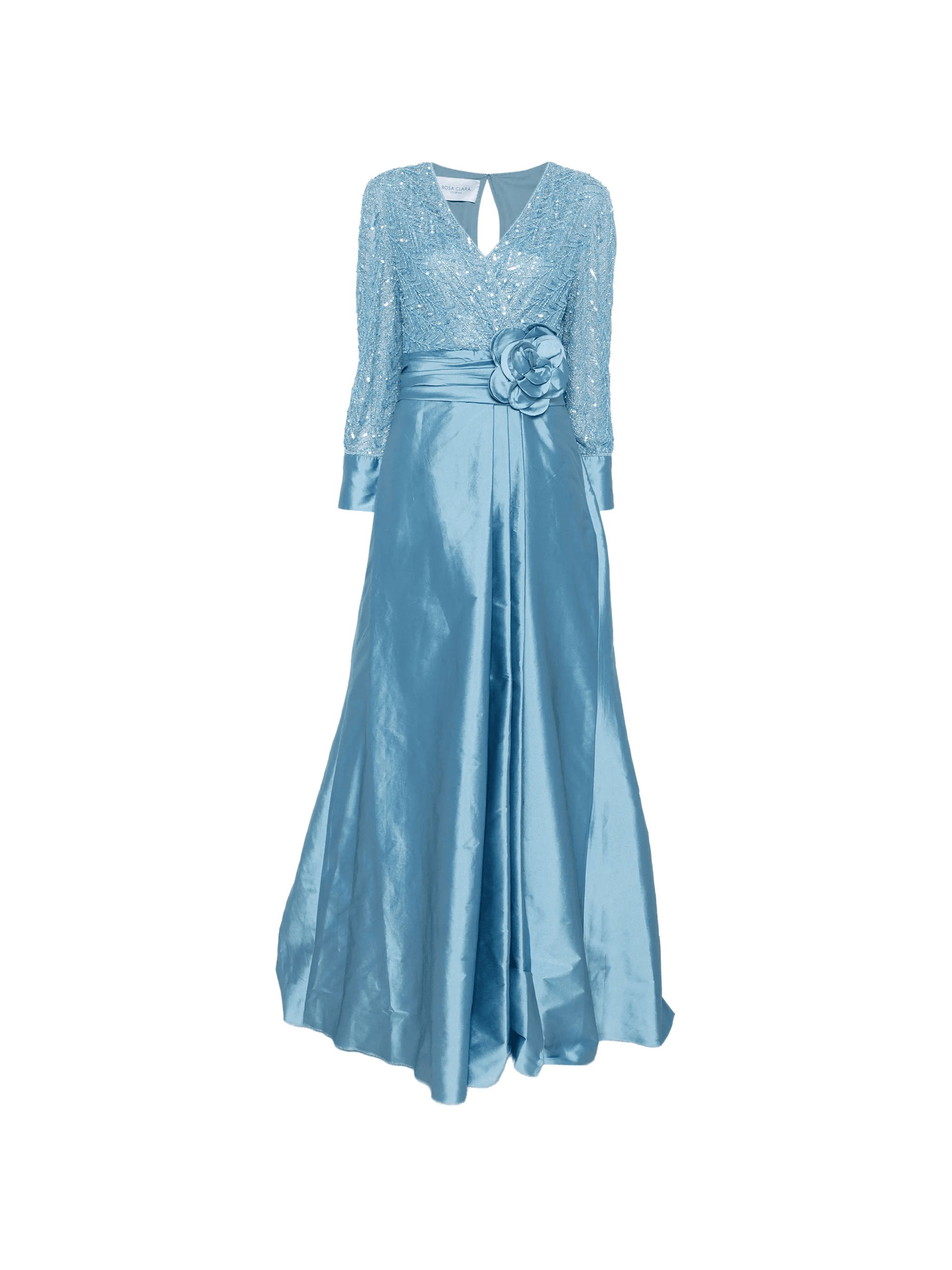 sequinned flower-appliqué gown - Image 1