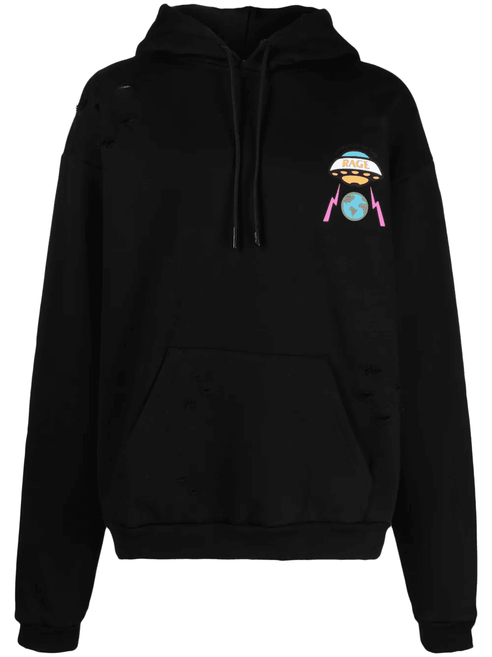 logo-print distressed cotton hoodie - Image 1