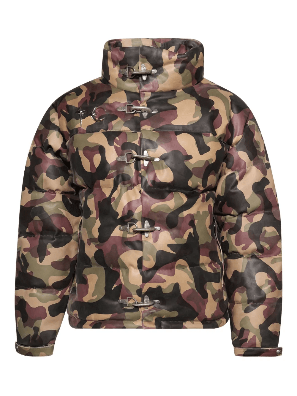 camouflage-pattern leather puffer jacket - Image 1