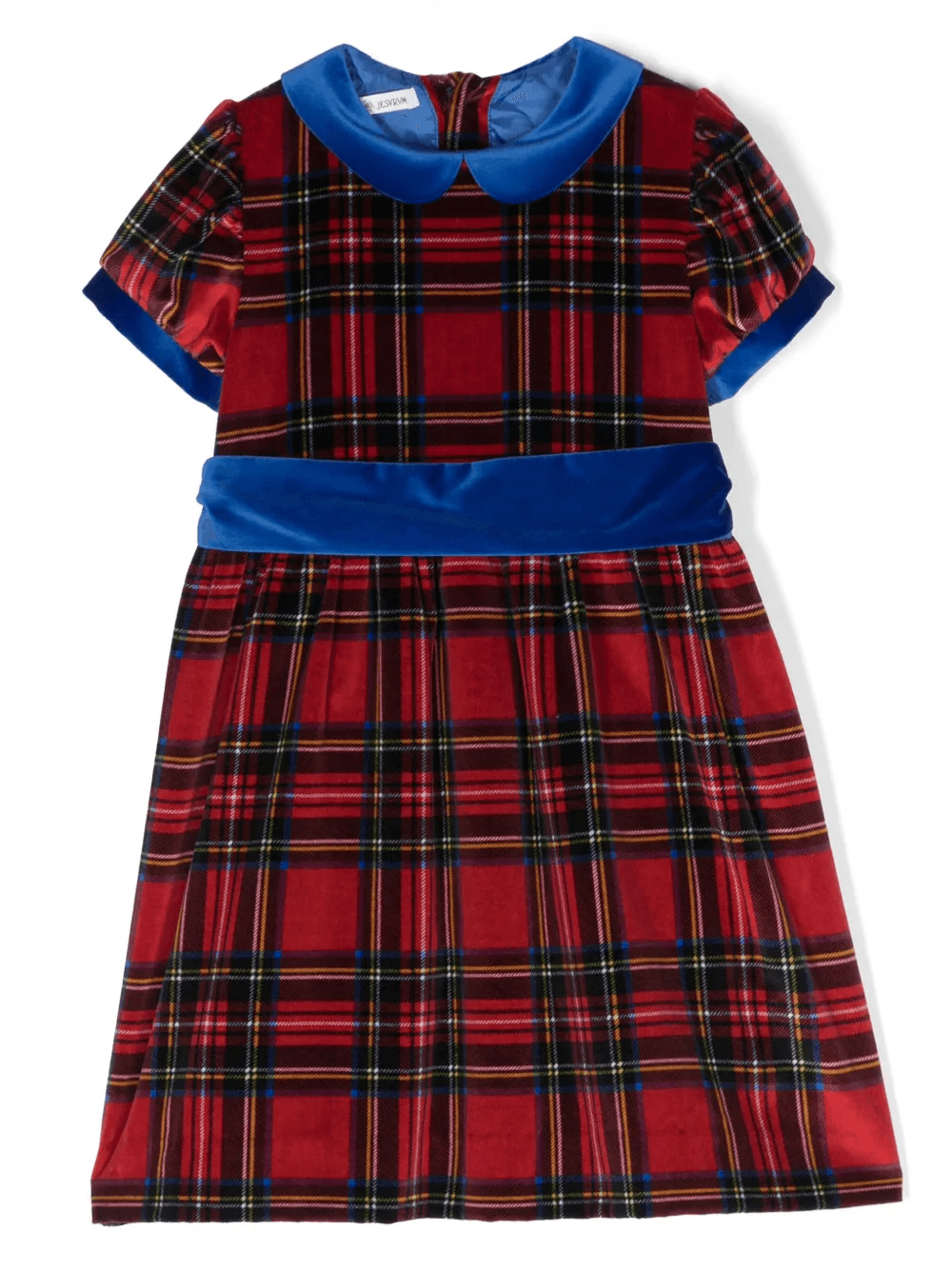 plaid-check velvet flared dress - Image 1