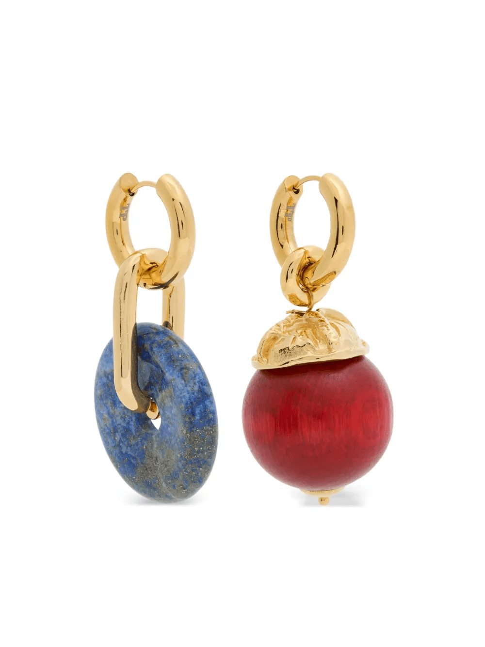 wood and chalcedony hoop bead earrings - Image 1