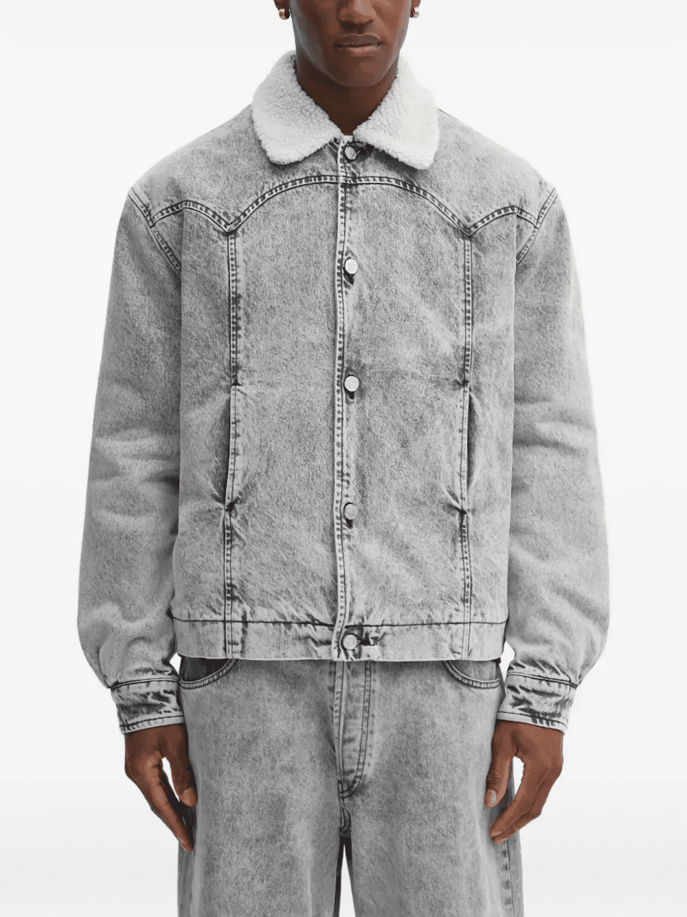sherpa-collar denim jacket - Image 1