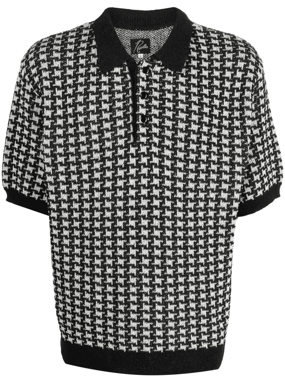 houndstooth-pattern knit polo shirt - Image 1