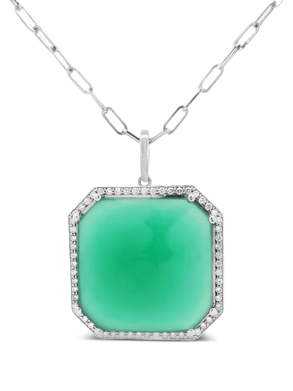 18K white gold agate and diamond necklace - Image 1