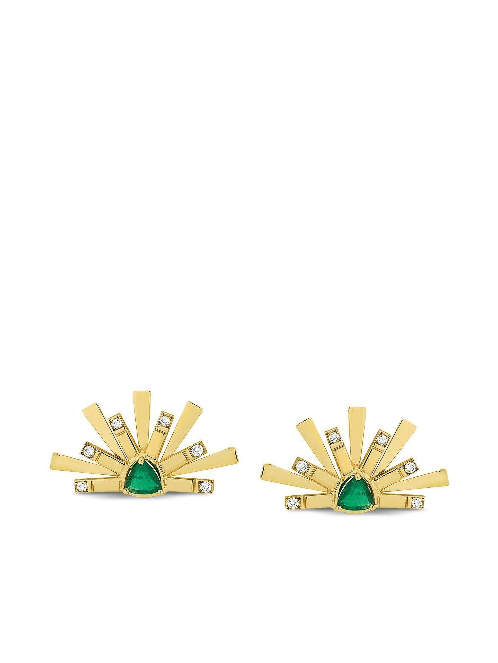 18kt yellow gold Sun Emerald earrings - Image 1