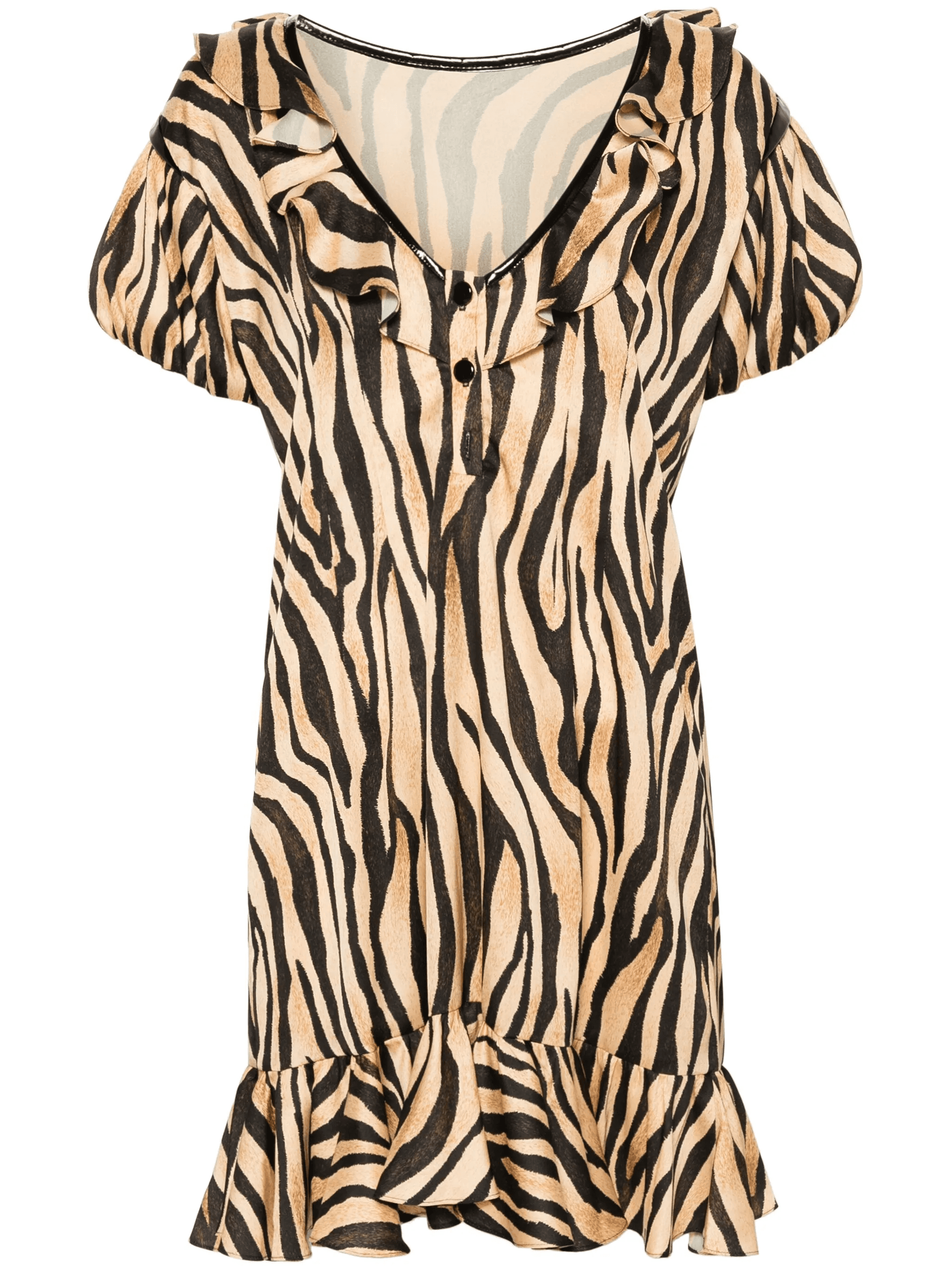 ruffle-detail zebra-print dress - Image 1
