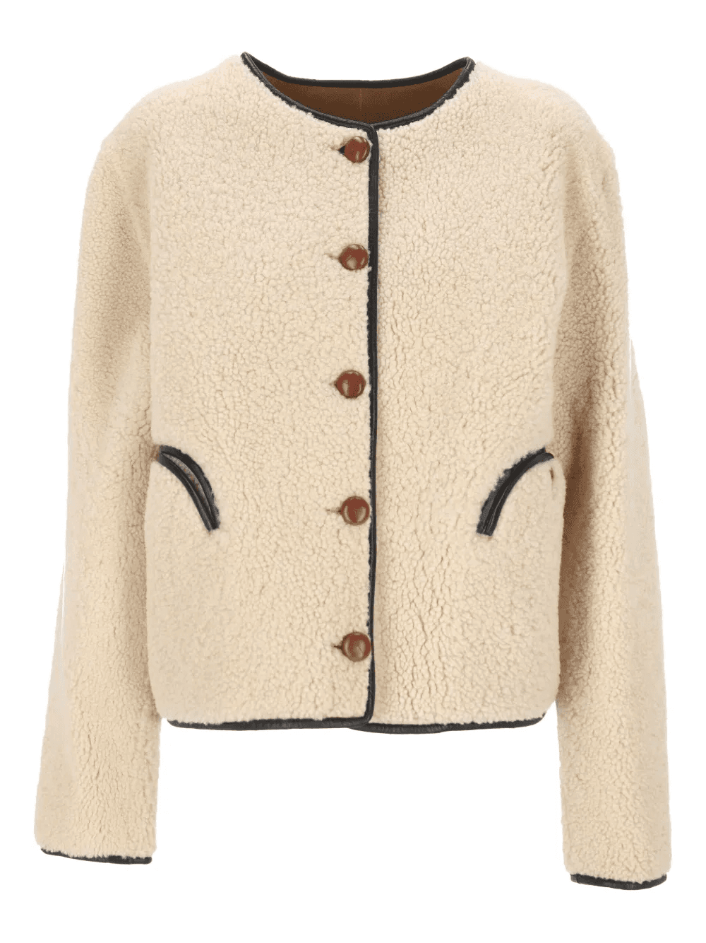 button-fastening shearling jacket - Image 1