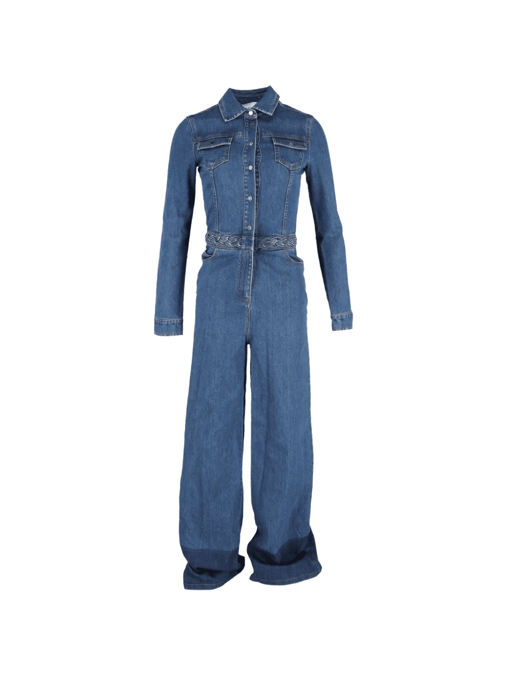 long-sleeve denim jumpsuit - Image 1