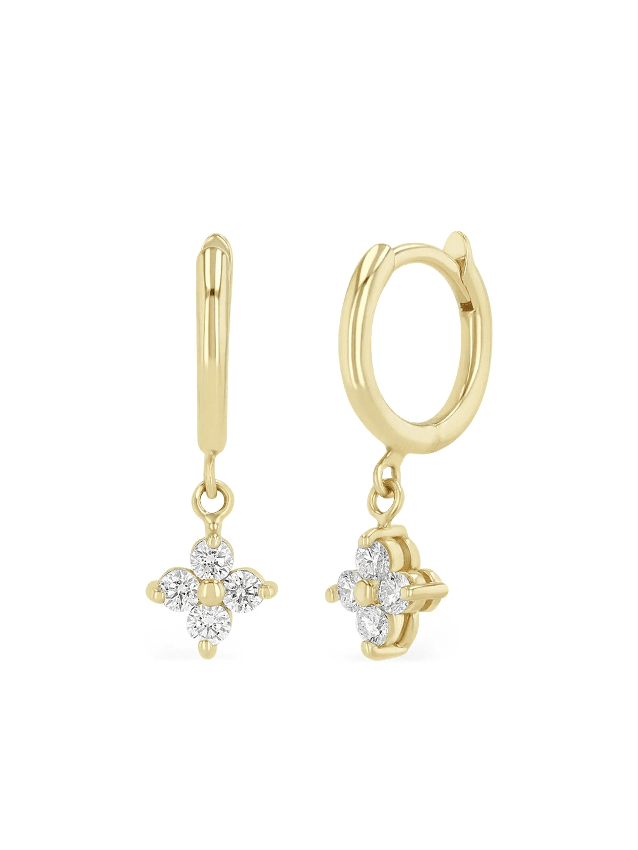 14K yellow gold diamond earrings - Image 1