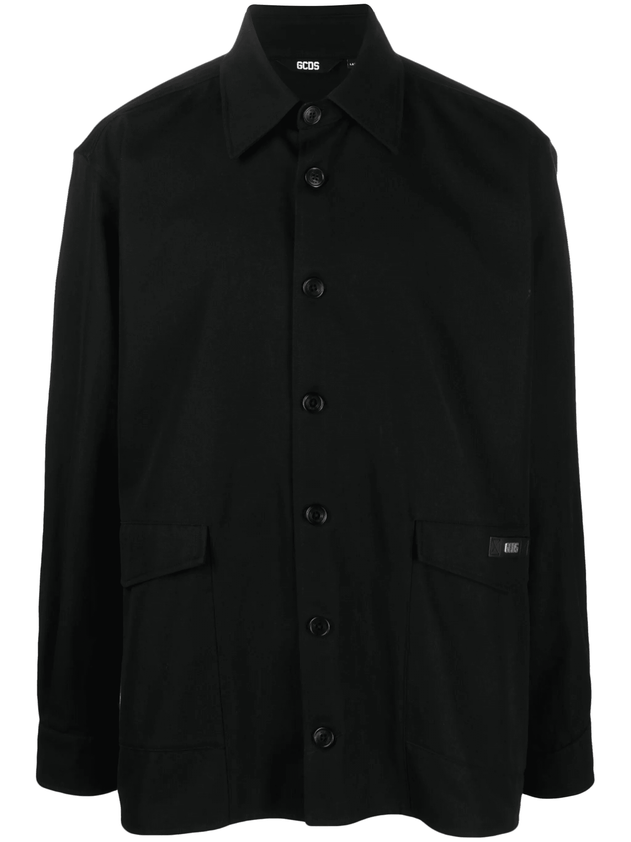 logo-patch cotton shirt jacket - Image 1