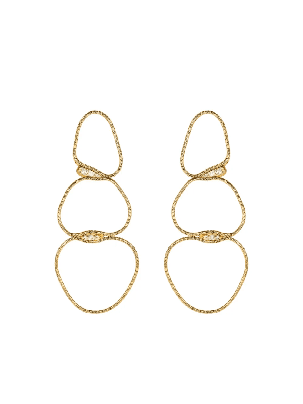 18K yellow gold Fluid diamond earrings - Image 1