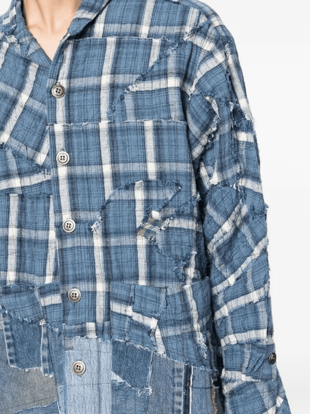 patchwork checked shirt - Image 1