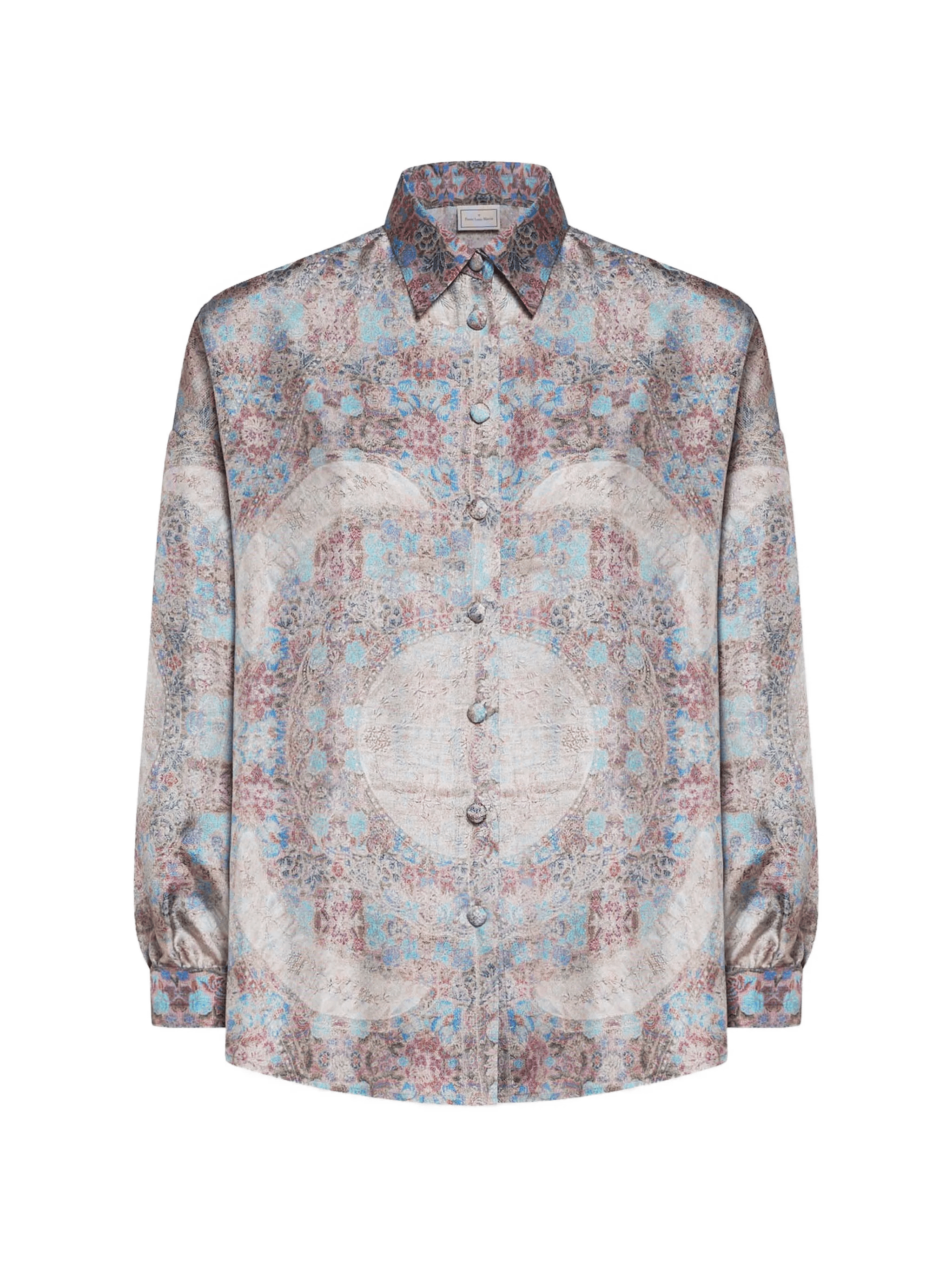 Aloe mosaic-pattern button-up silk shirt - Image 1