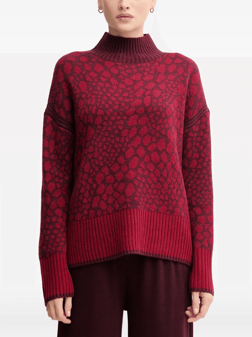patterned funnel-neck sweater - Image 1