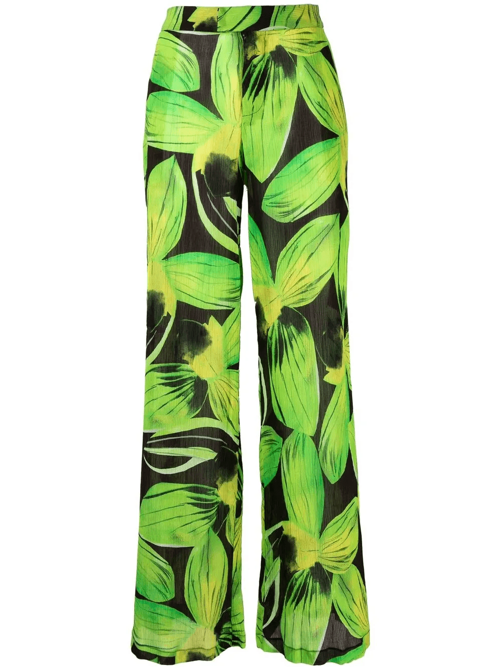 leaves-pattern wide-leg trousers - Image 1