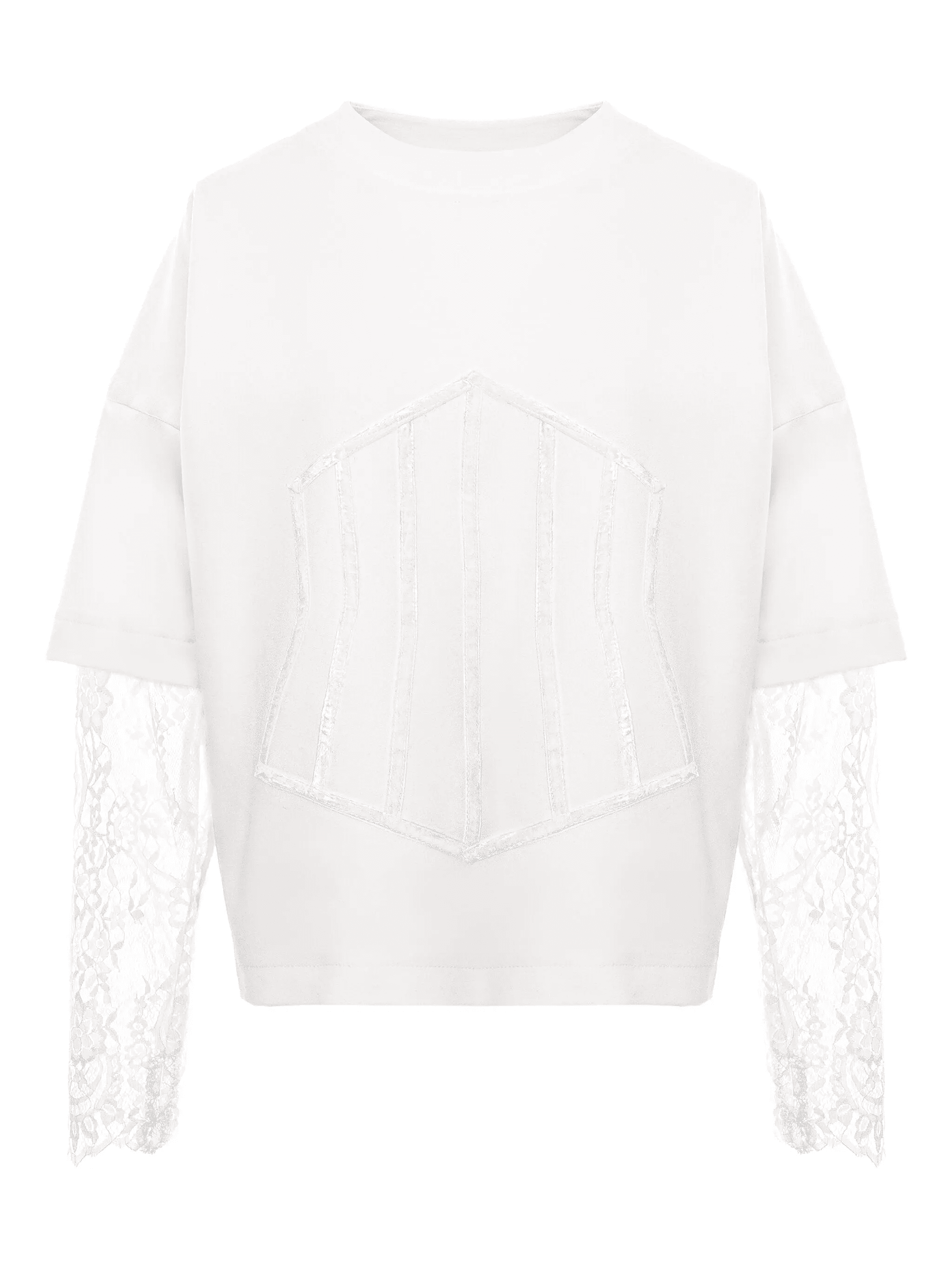 lace-sleeve corset-detail top - Image 1