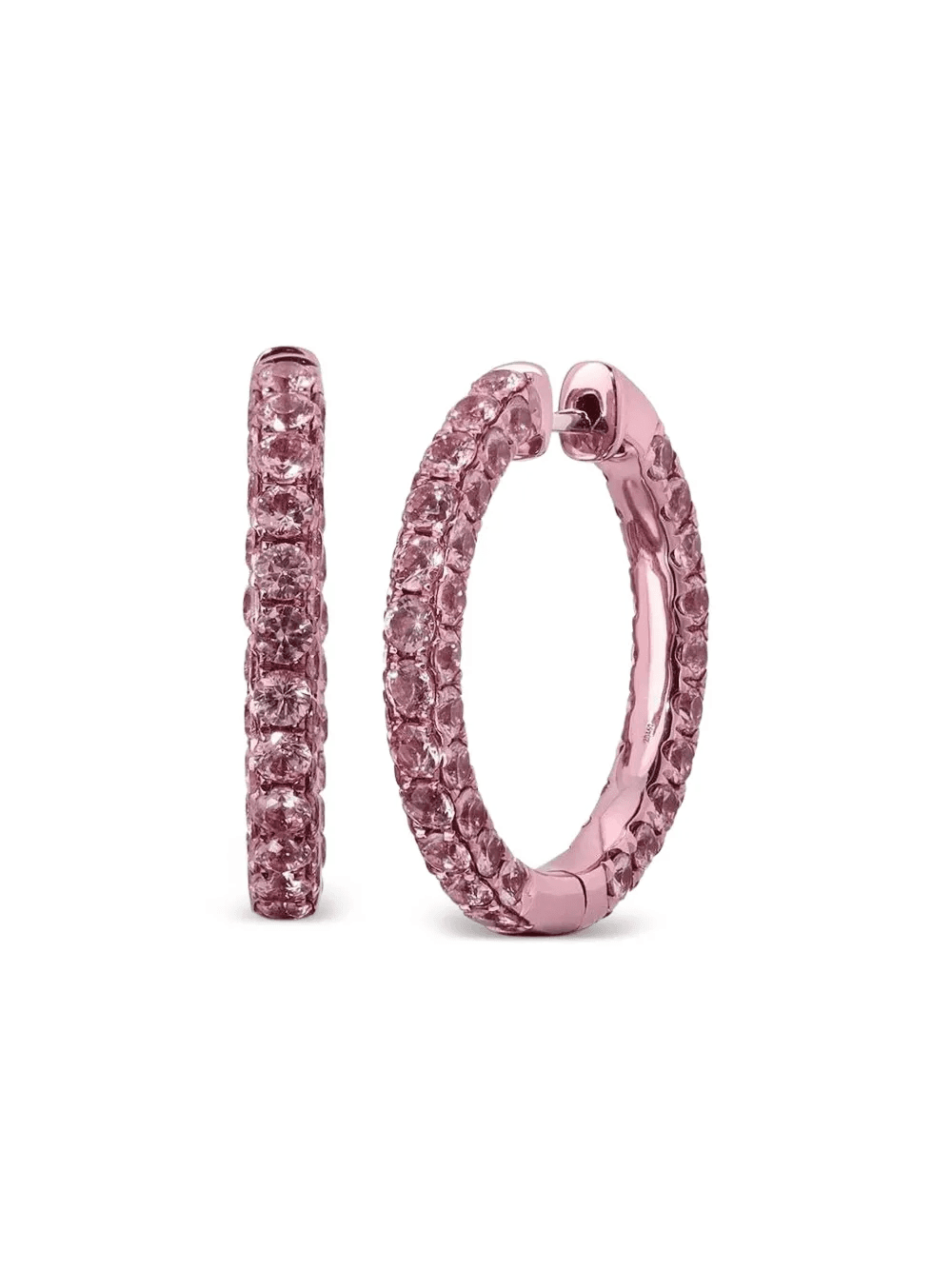 18K white gold rodhium and sapphire hoop earrings - Image 1