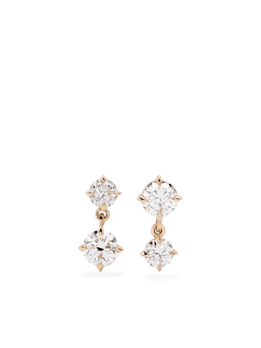18kt yellow gold Large Alternating diamond drop earrings - Image 1