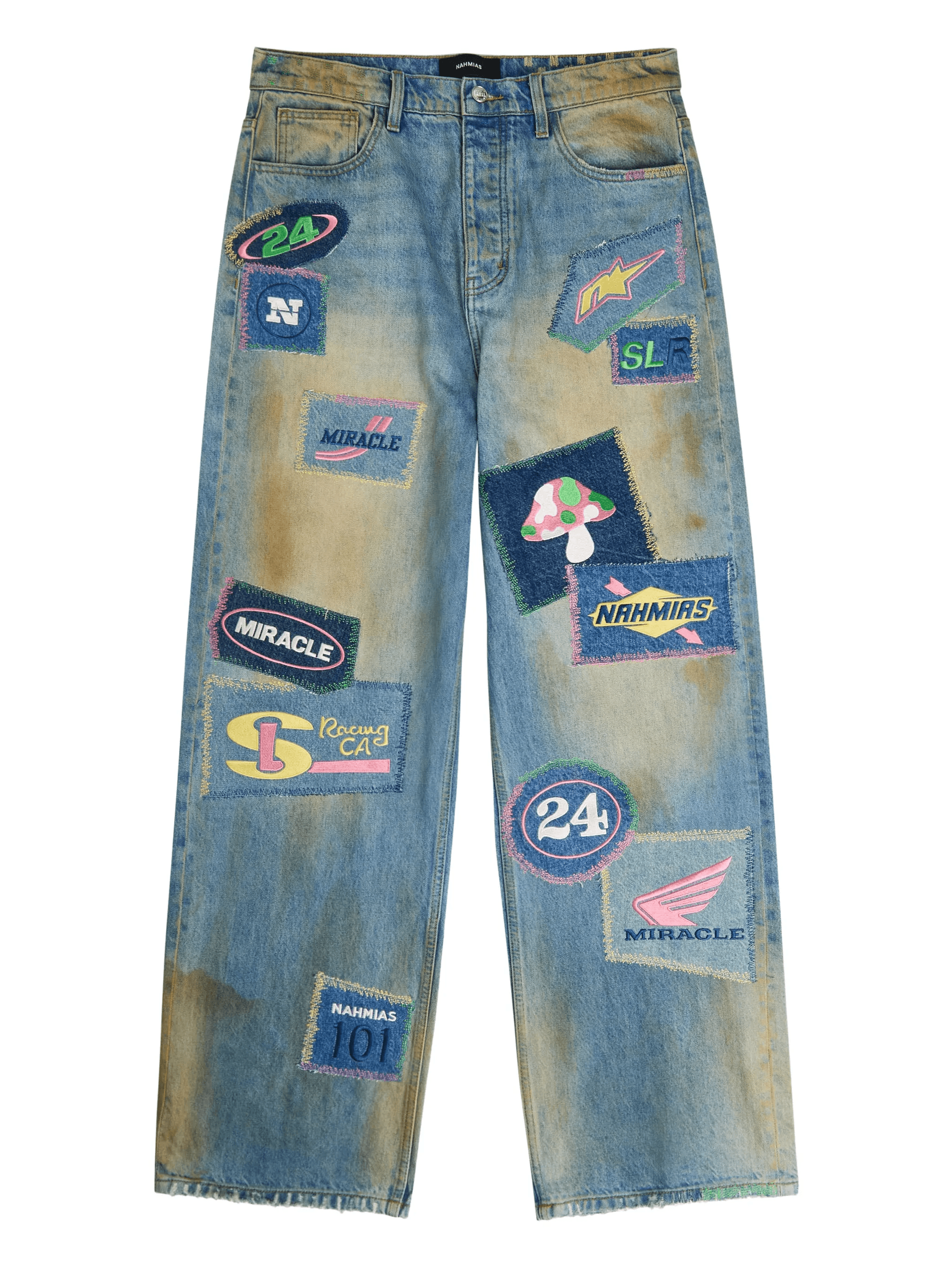 patchwork embroidered trousers - Image 1